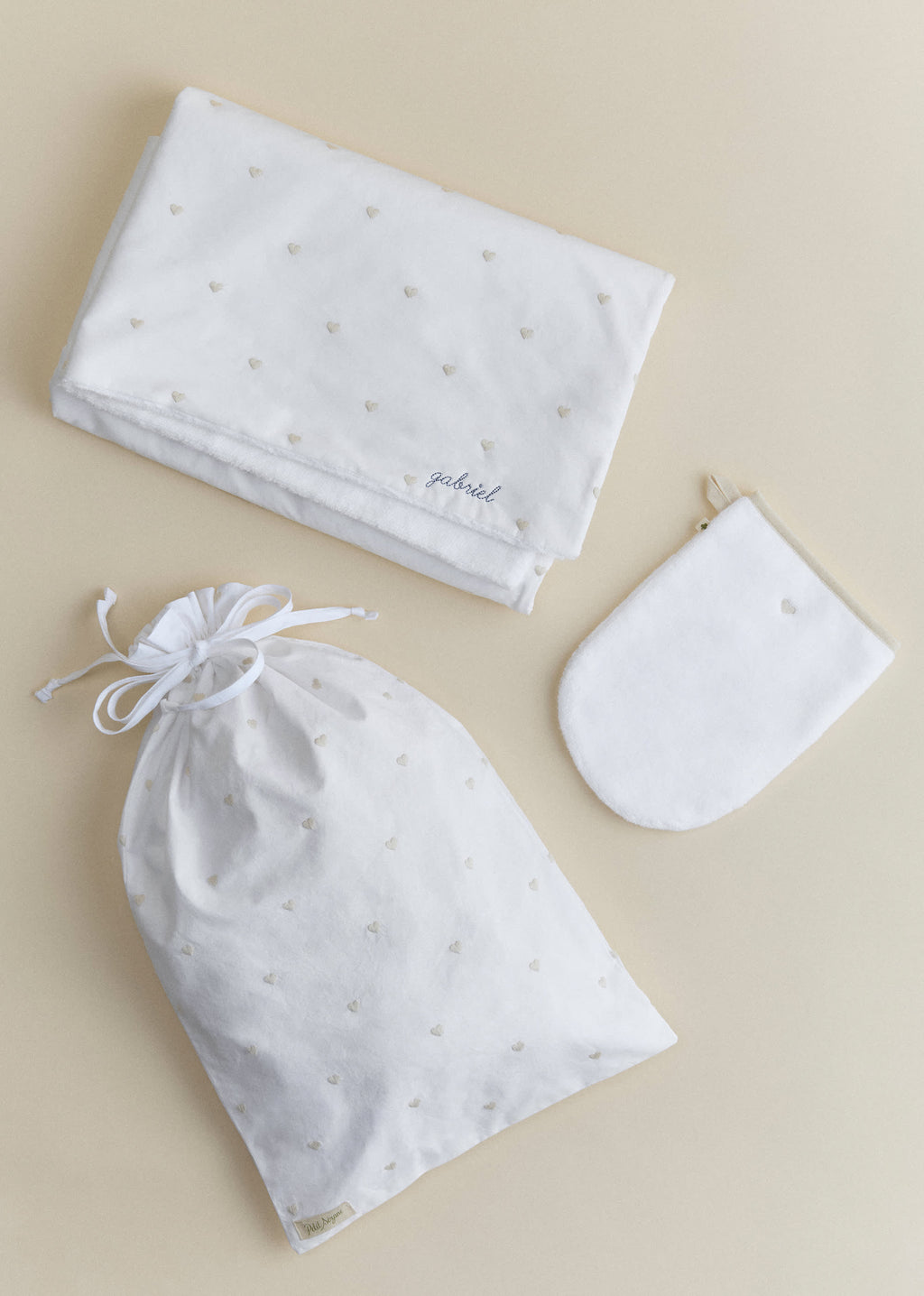 Cape de bain - Coeur Beige