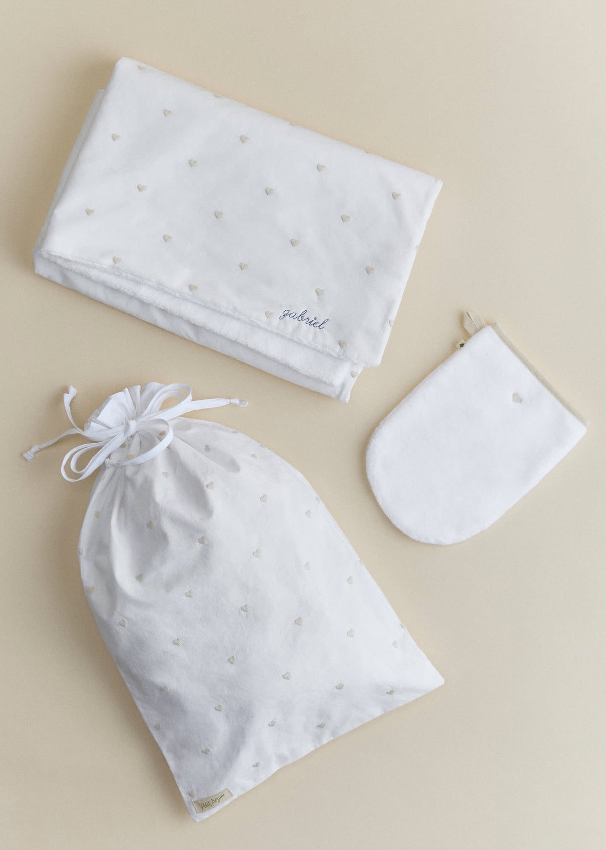 Cape de bain - Coeur Beige