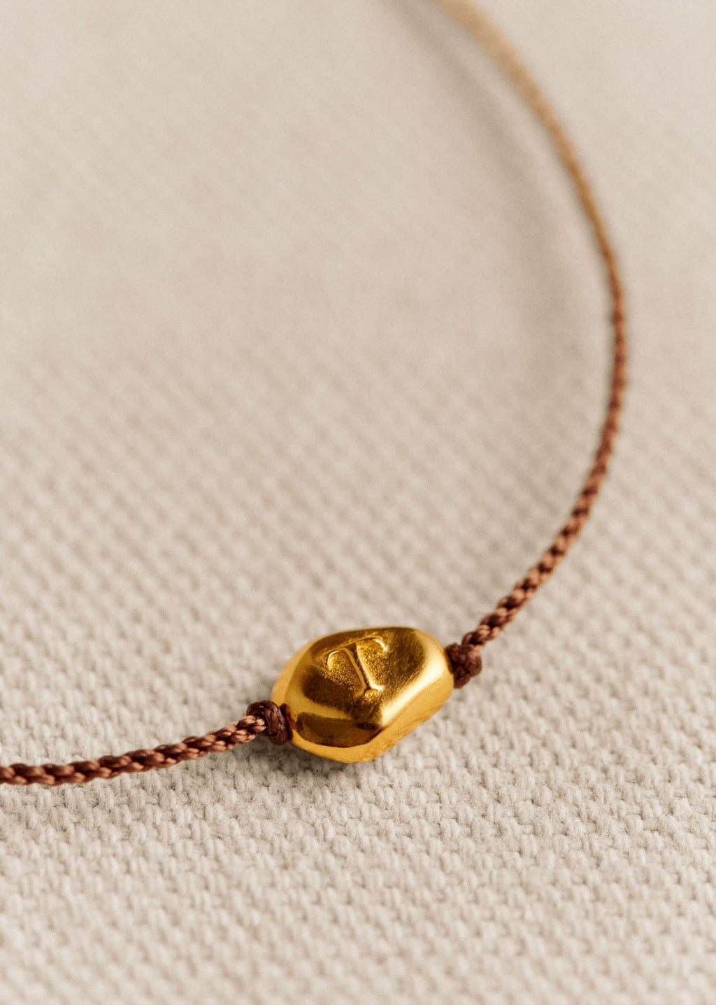 Bracelet Cléo - Chocolat - Lettre T