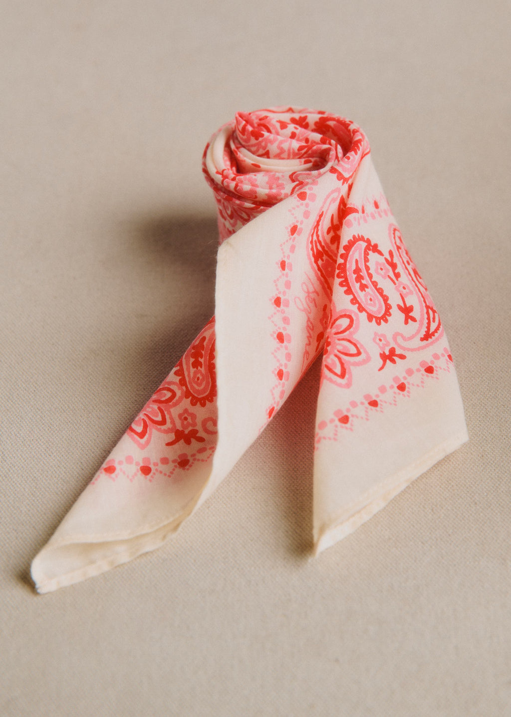 Foulard Gaston - Imprimé Bandana Écru Rose