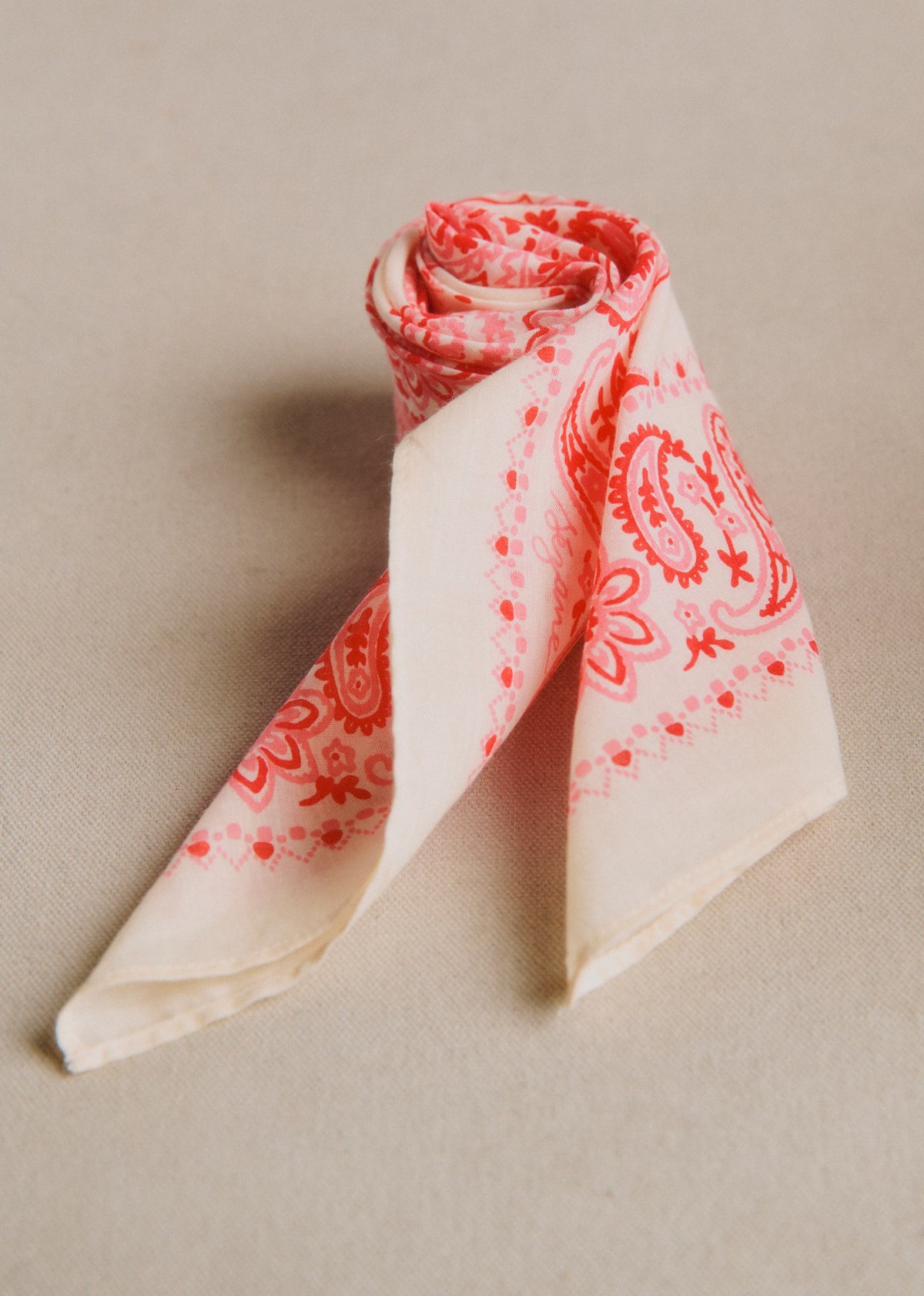 Foulard Gaston - Imprimé Bandana Écru Rose
