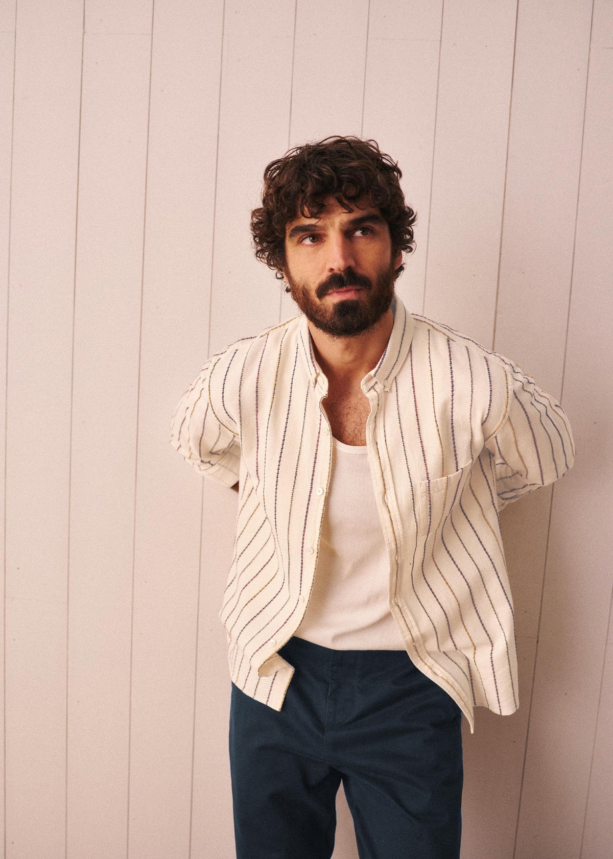 Chemise Charlie Texturée - Écru Rayures Multico