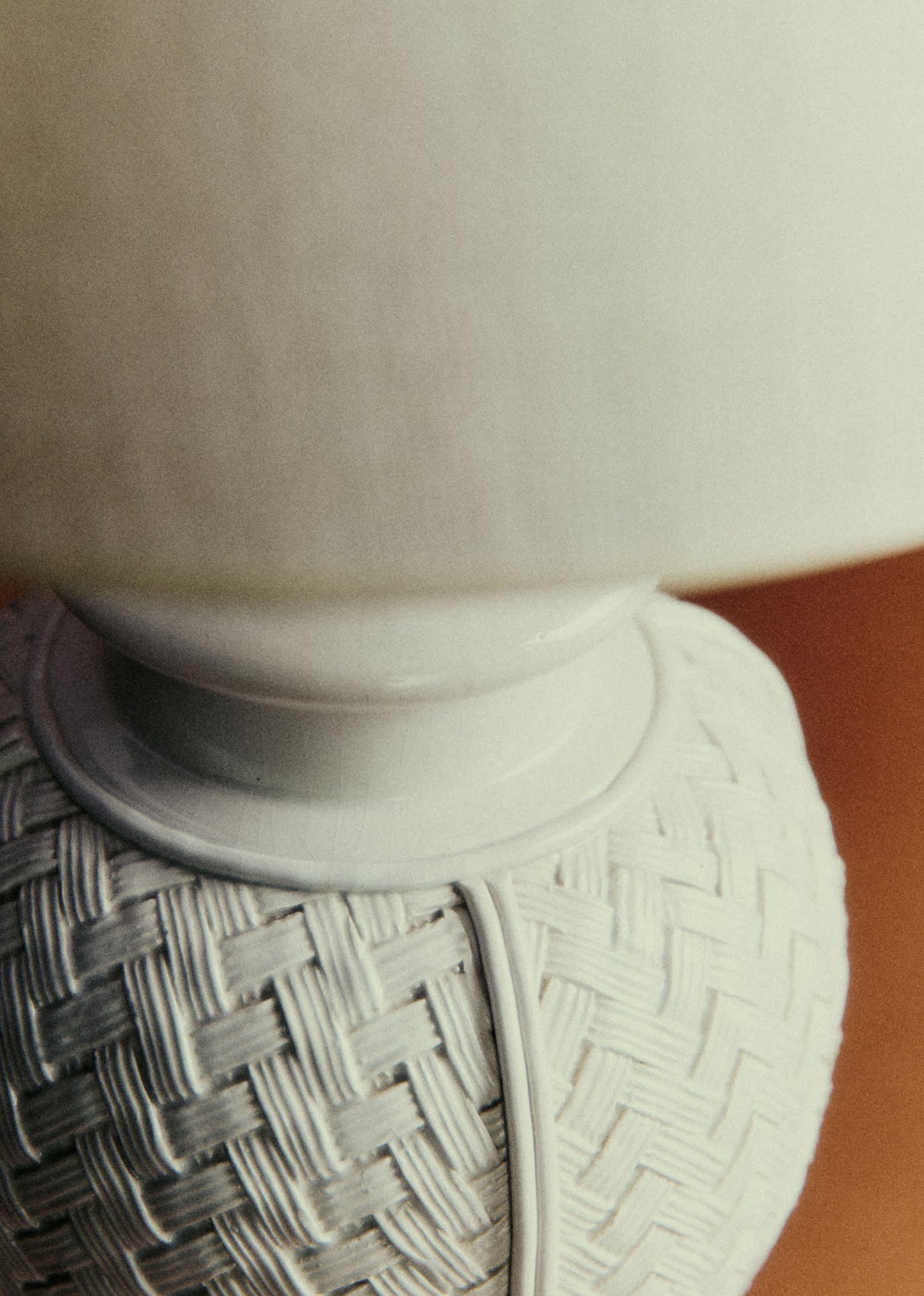 Lampe vintage céramique tressée blanche - Céramique
