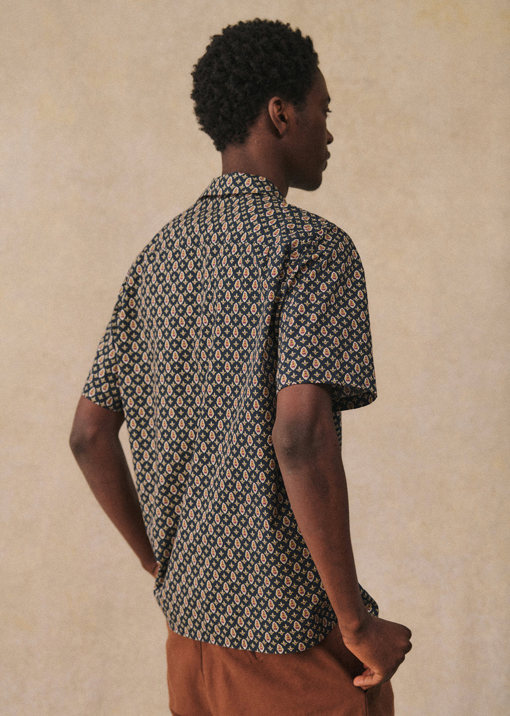 Chemise Holt - Marine Motif Ocre