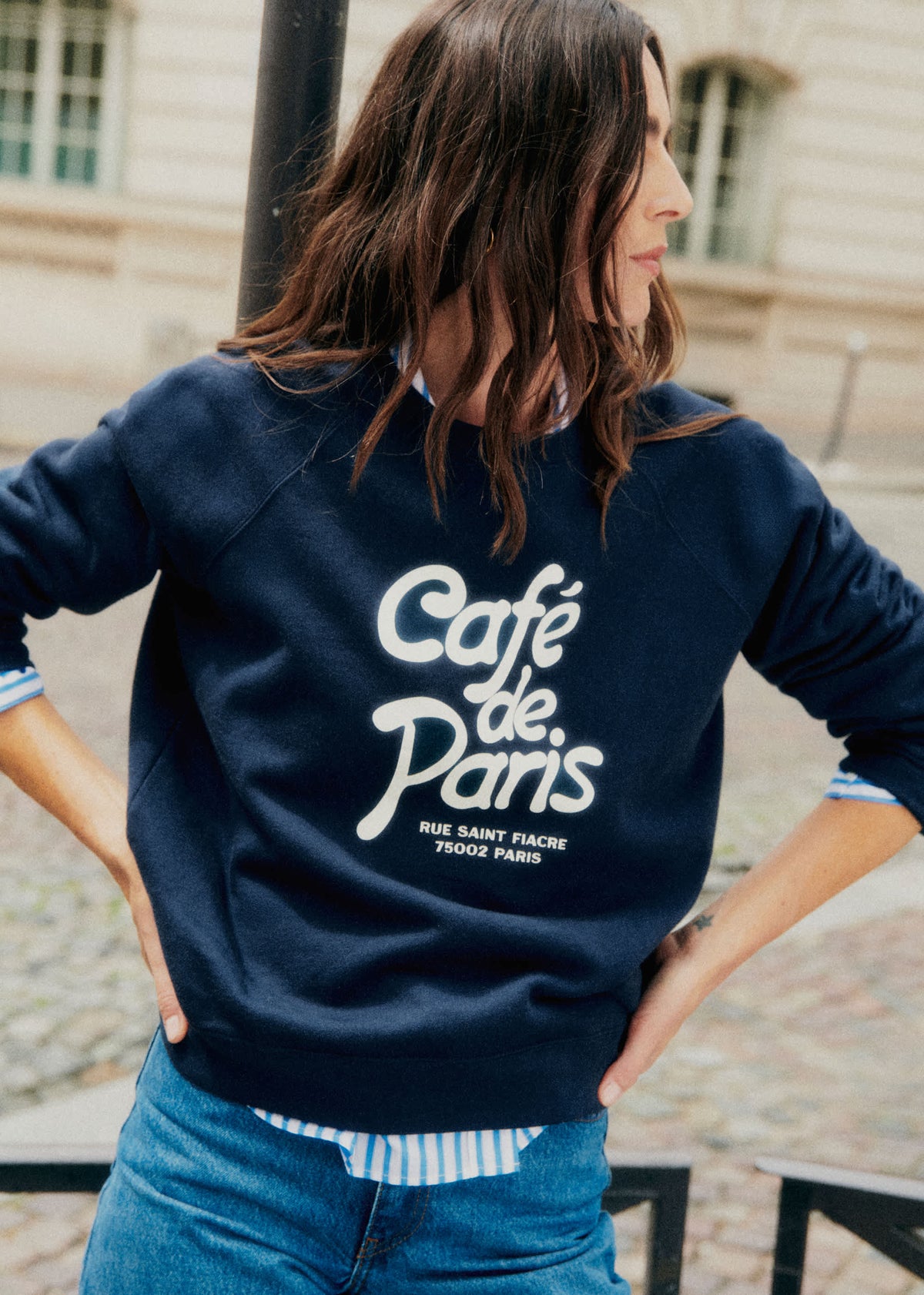 Sweat-Shirt Cafe De Paris - Marine / Ecru