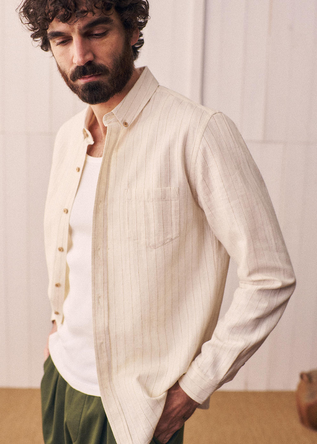 Chemise Charlie - Écru Rayures Beiges