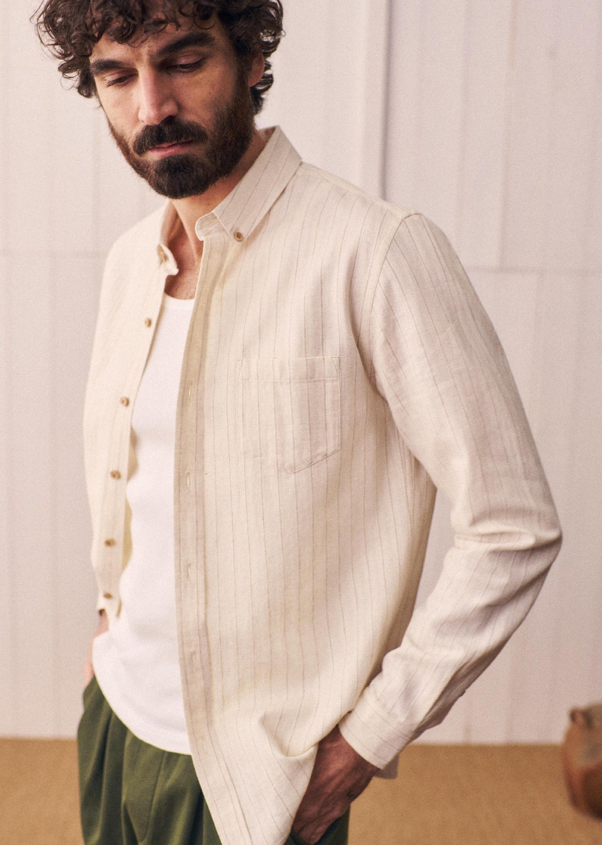Chemise Charlie - Écru Rayures Beiges