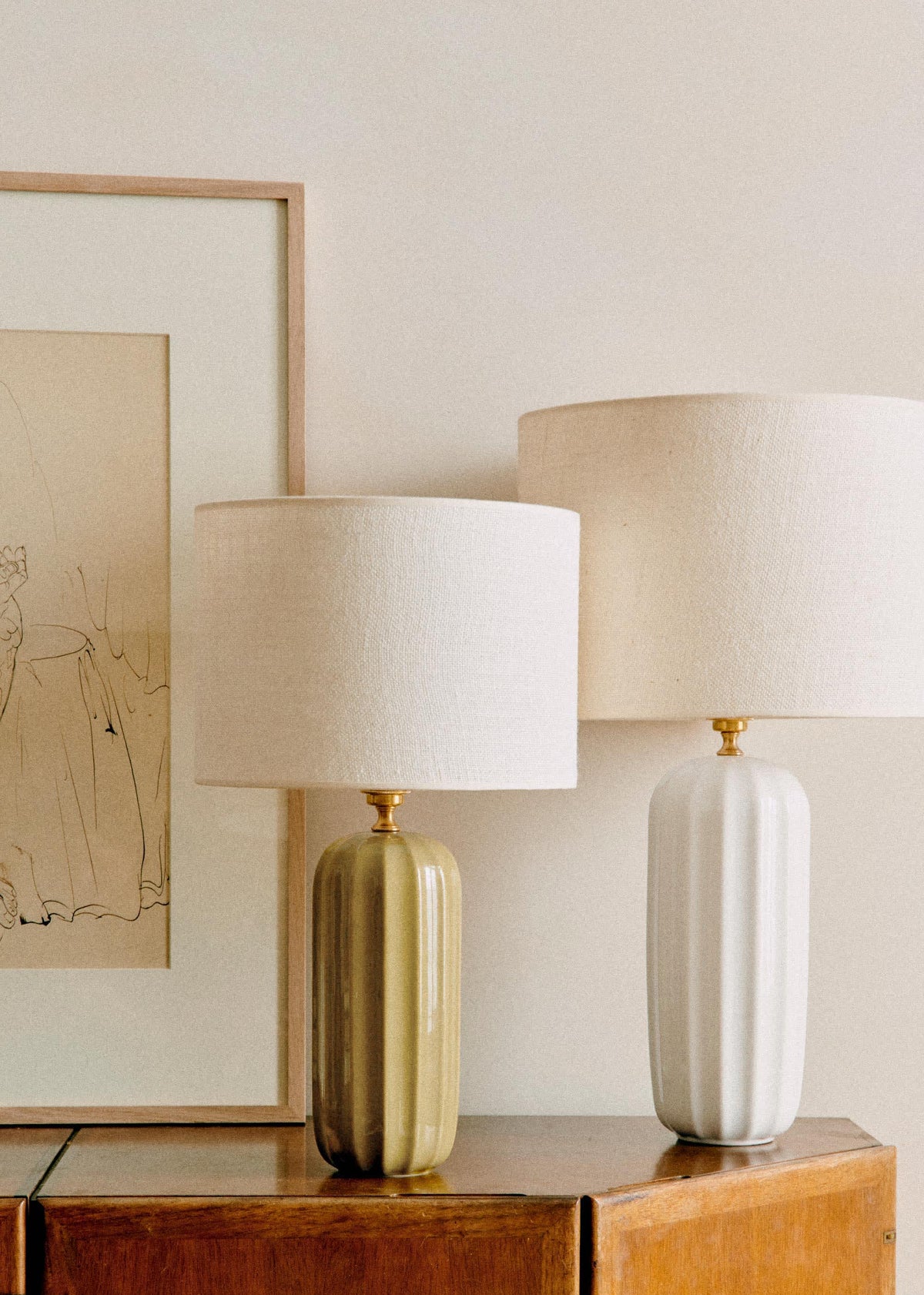 Lampe Traviata grand modèle - Ecru - Abat-jour Dolce - Jute Écru