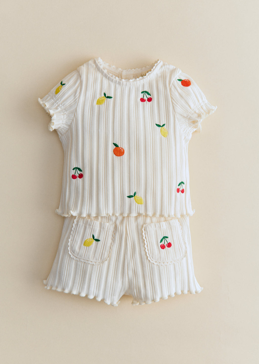 Short June - Ecru / Broderie Fruit