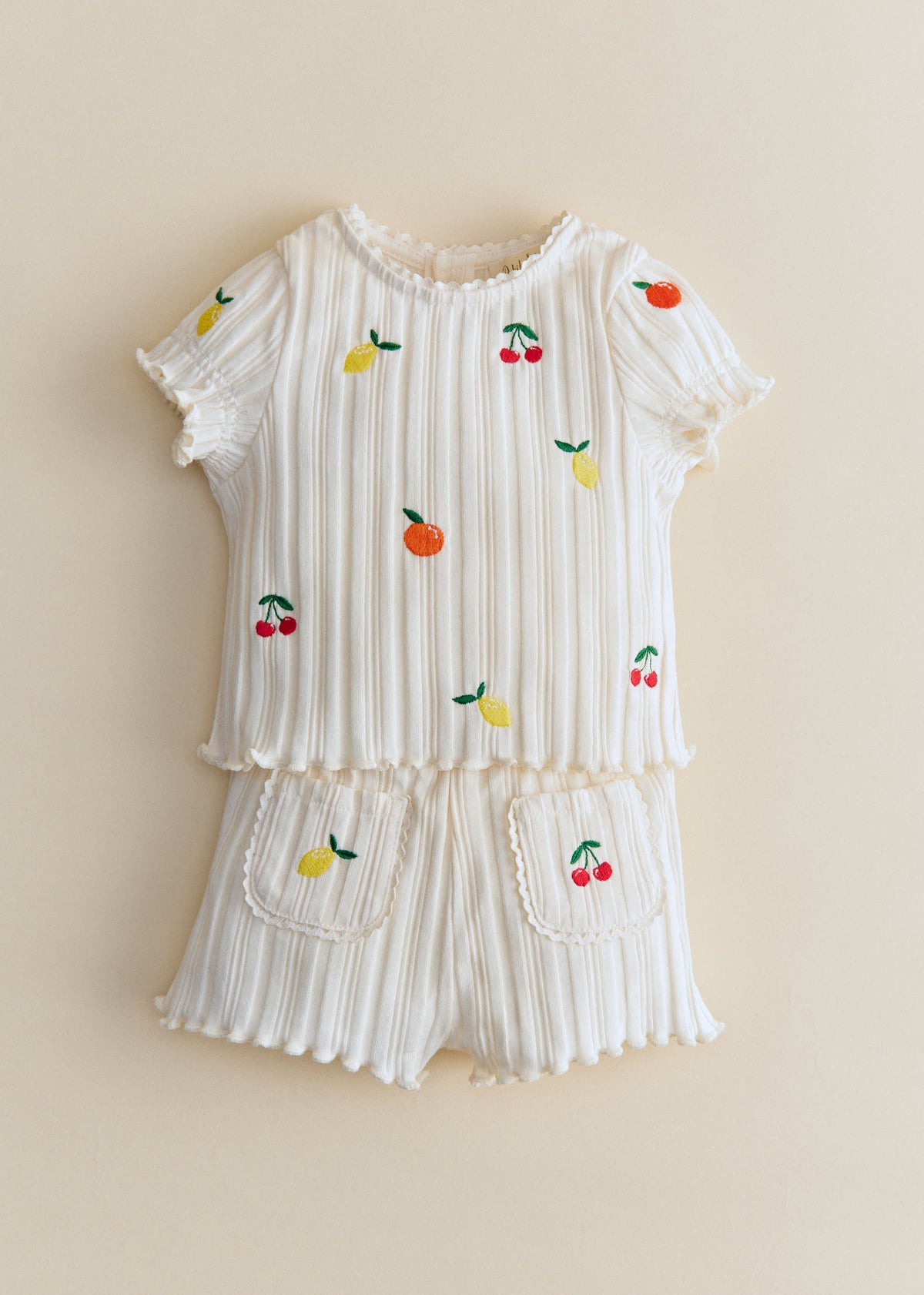 Short June - Ecru / Broderie Fruit