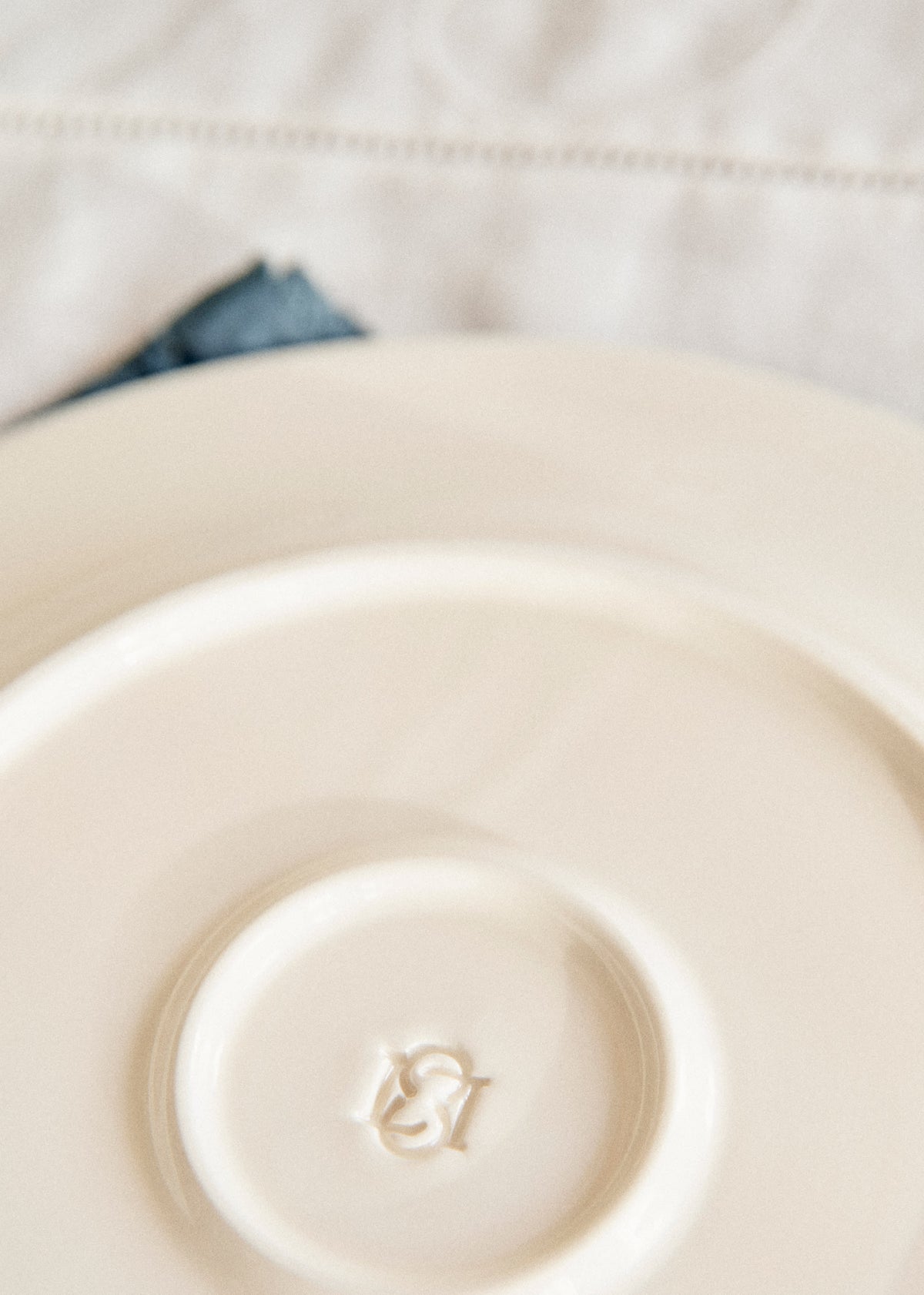 Set de 4 assiettes plates - Fleurs de Jardin - Bleu Vintage