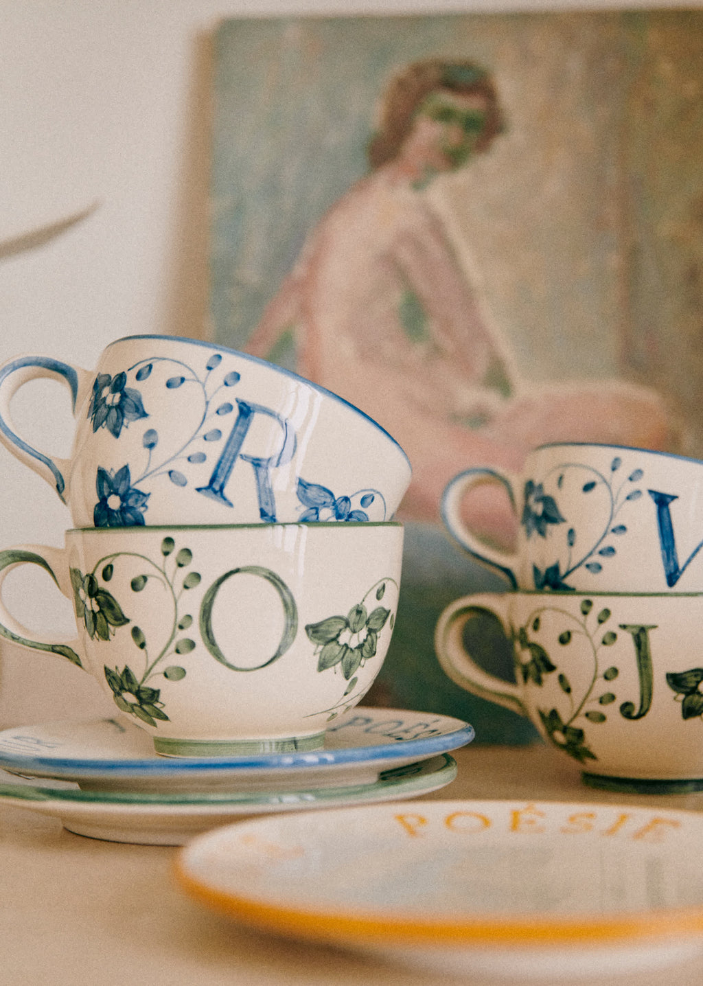 Tasse Poème - Bleu orage - Lettre R