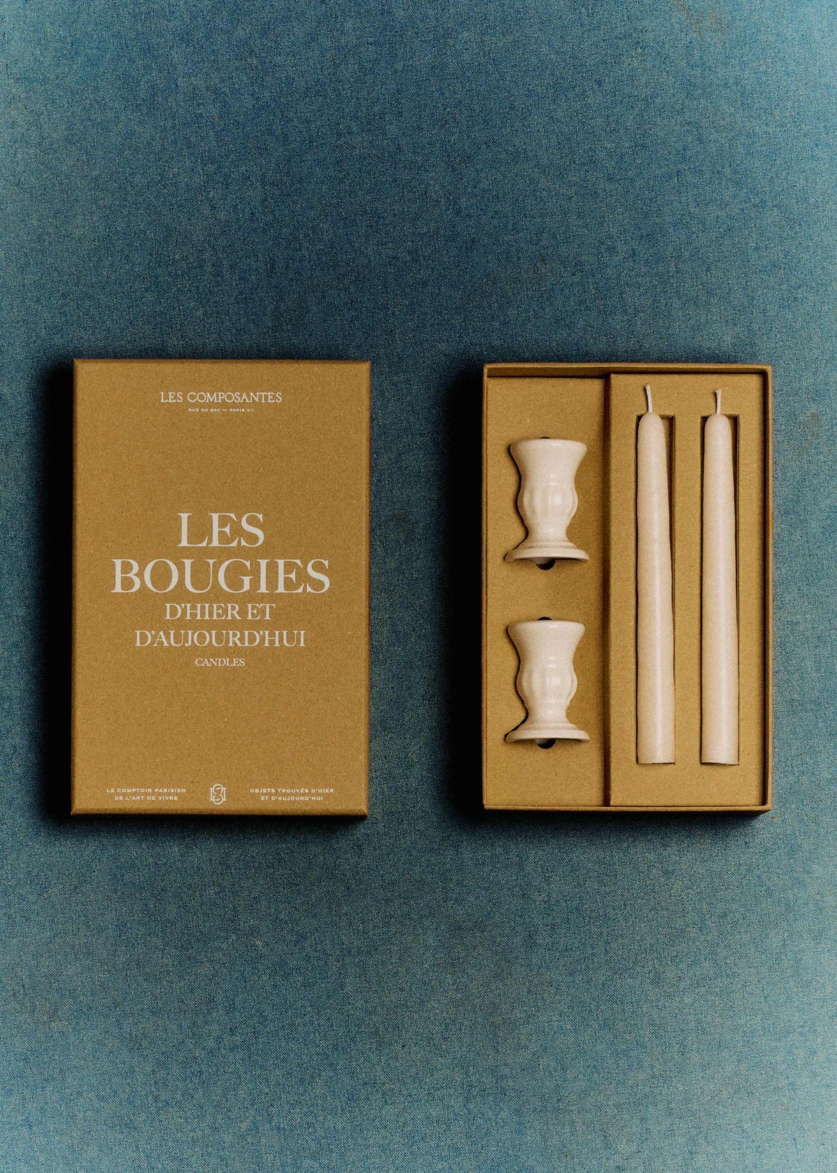 Coffret Bougeoirs Piano et Chandelles - Petit Modèle - Ecru