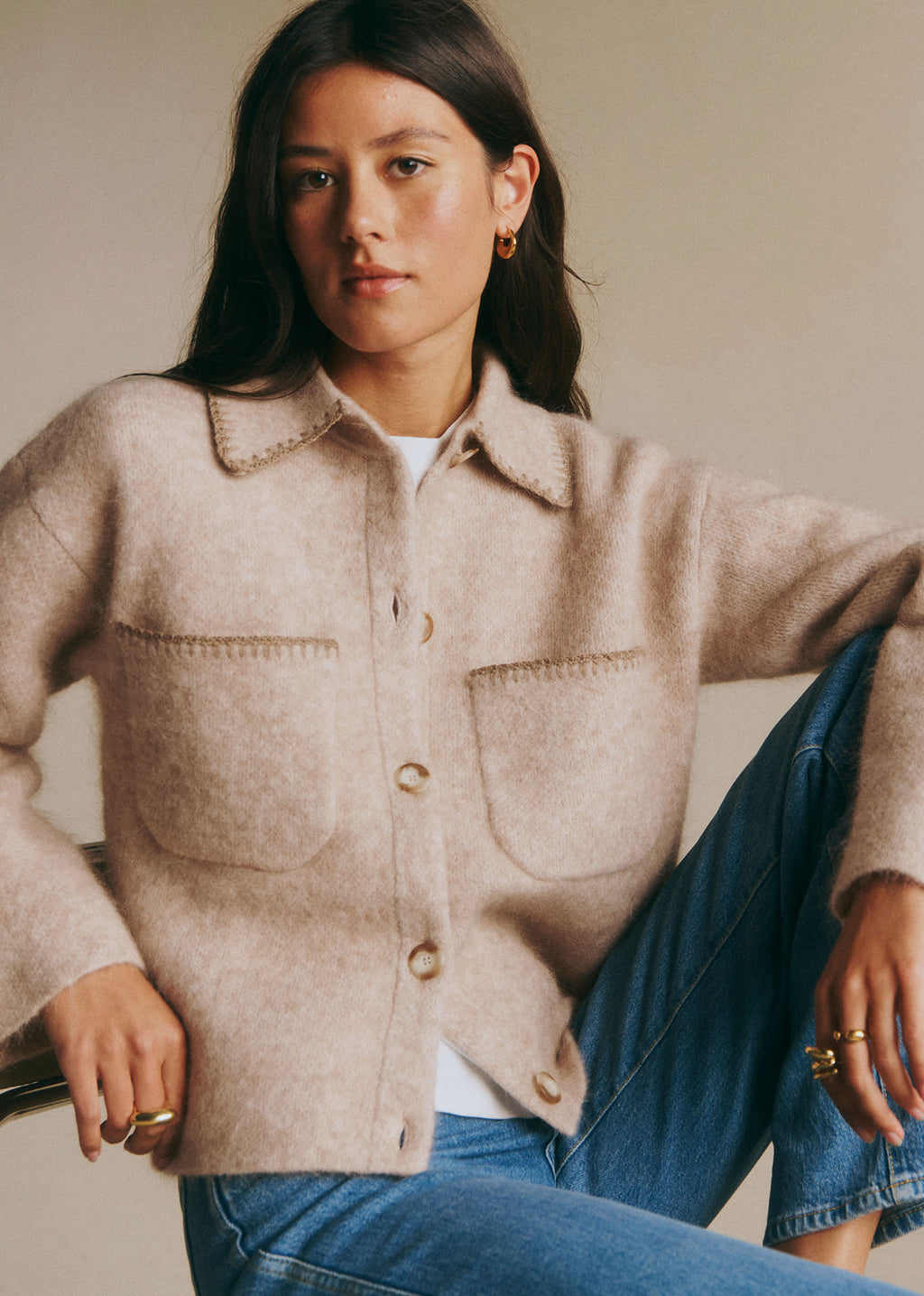Veste Lucien - Beige Chiné Détails Taupe
