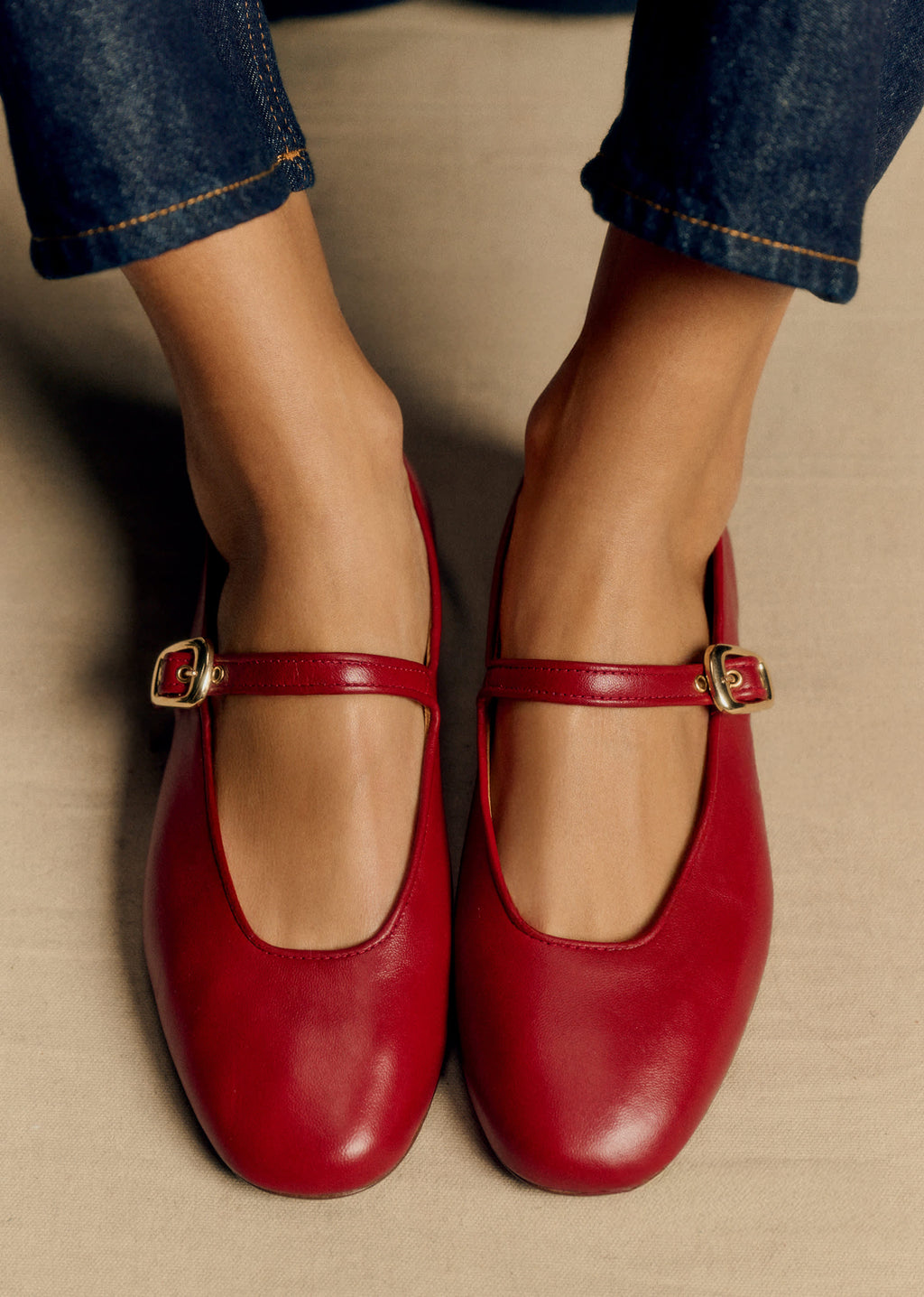Ballerines Low Valentin - Rouge Lisse