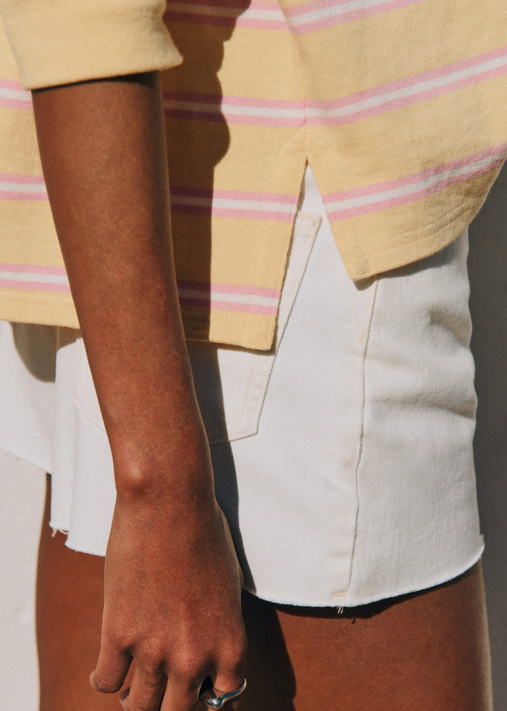 Polo Elio - Rayures Pastel Jaune Rose