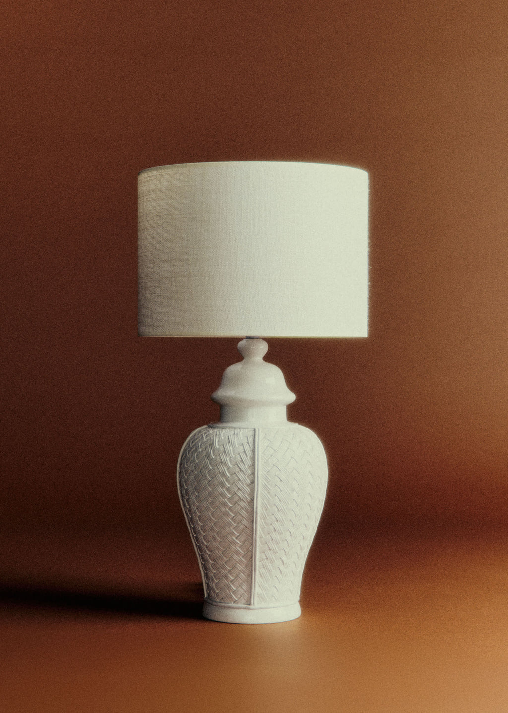 Lampe vintage céramique tressée blanche - Céramique