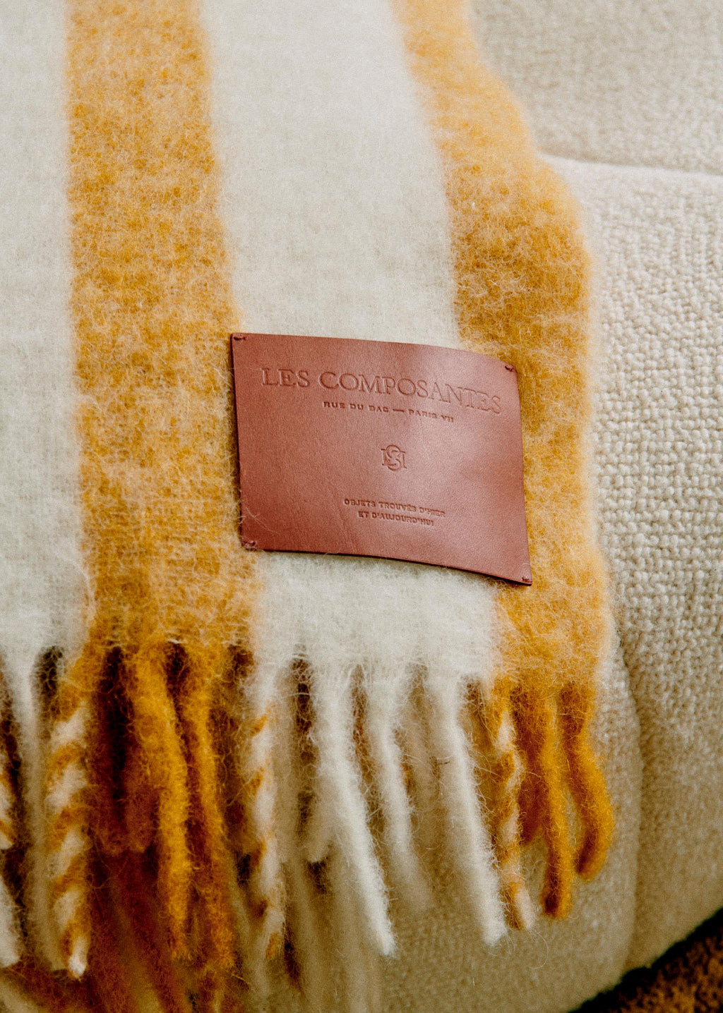Plaid en mohair - Rayures ocres