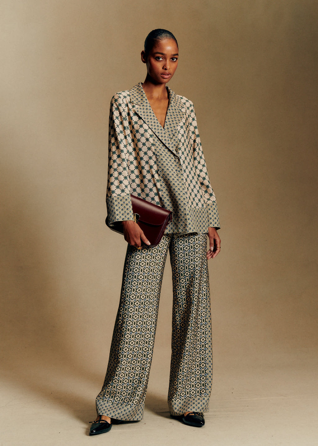Pantalon Christian - Sézane x Antoinette Poisson - Imprimé Patchwork Dominote