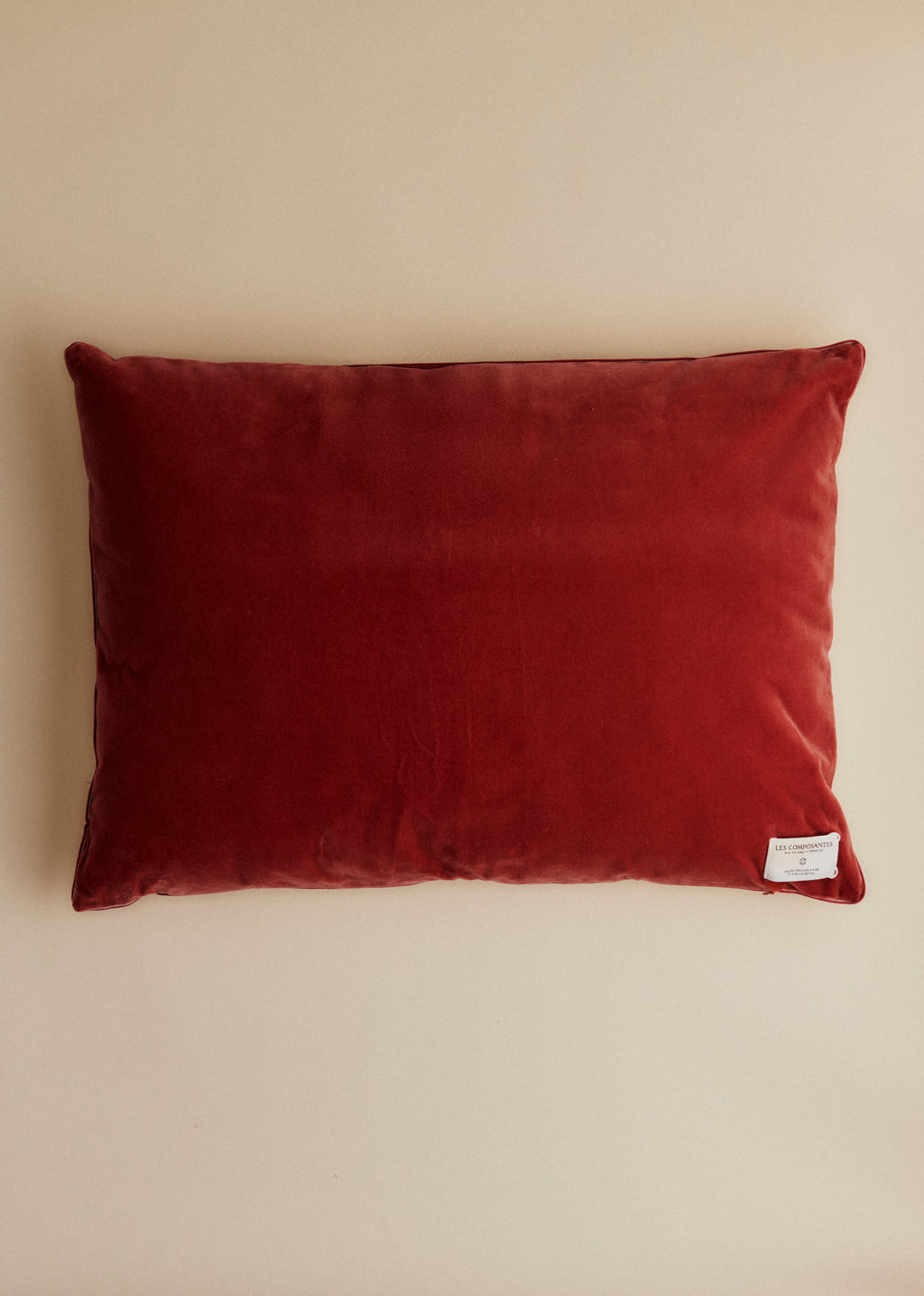 Coussin vintage velours blush - Très grand modèle - Imprimé Roses Anciennes Fond Ocre