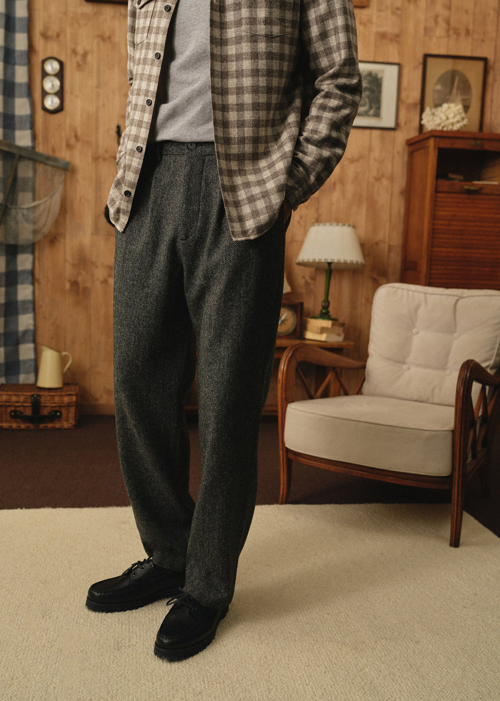 Pantalon Dusk Élastiqué - Chevrons Gris