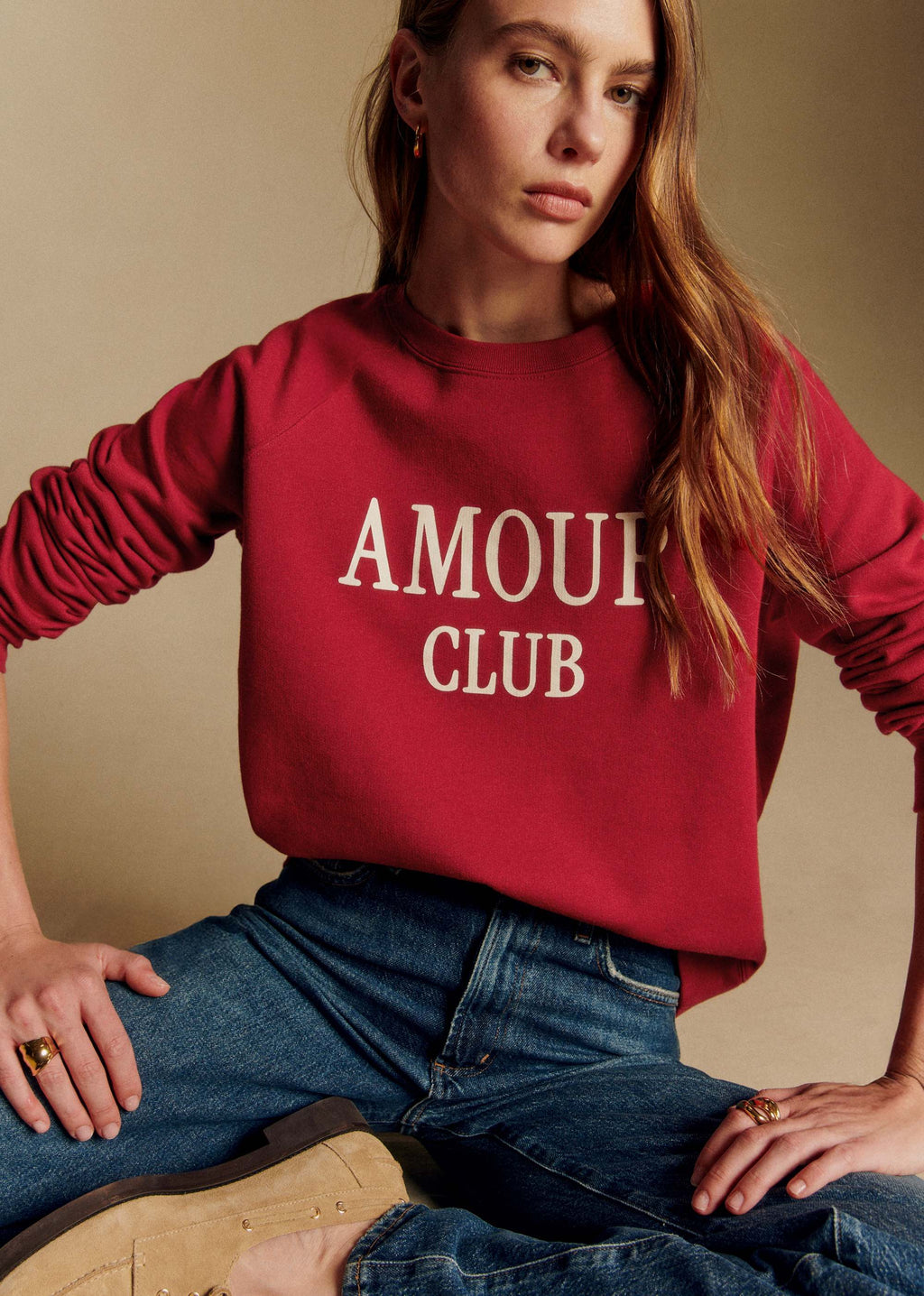 Sweat-Shirt Amour Club - Rouge / Ecru