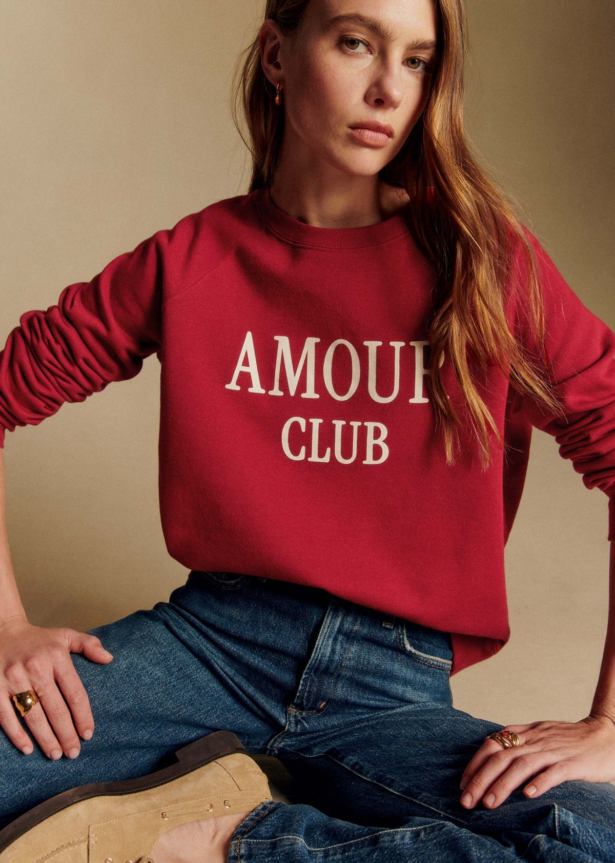 Sweat-Shirt Amour Club - Rouge / Ecru
