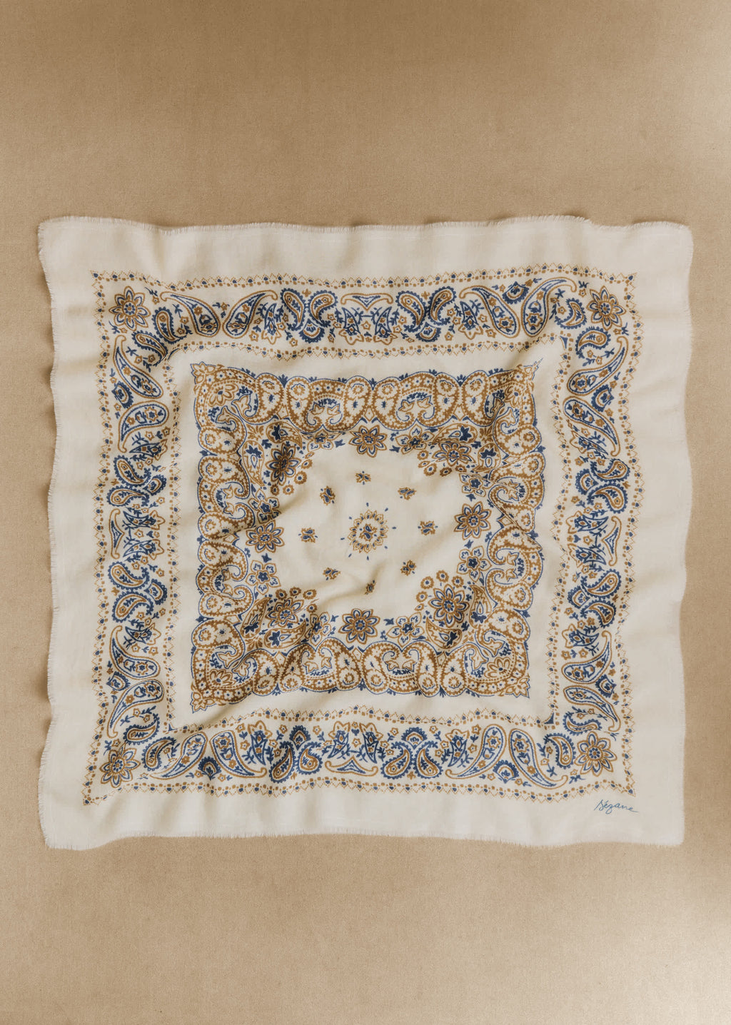 Foulard Maryse - Imprimé Bandana Écru Kaki