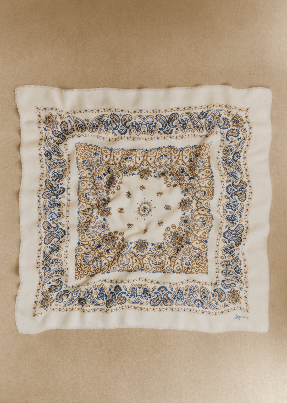 Foulard Maryse - Imprimé Bandana Écru Kaki
