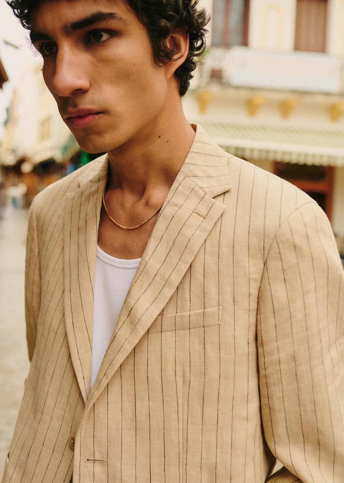 Veste Kale - Beige Rayures Fines Marron