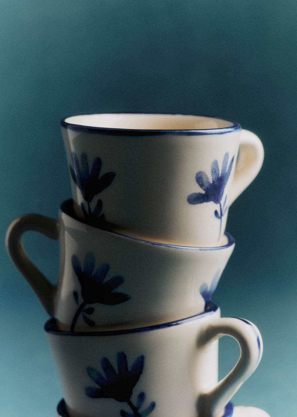 Coffret de 4 tasses expresso - Petite Fleur - Bleu Orage