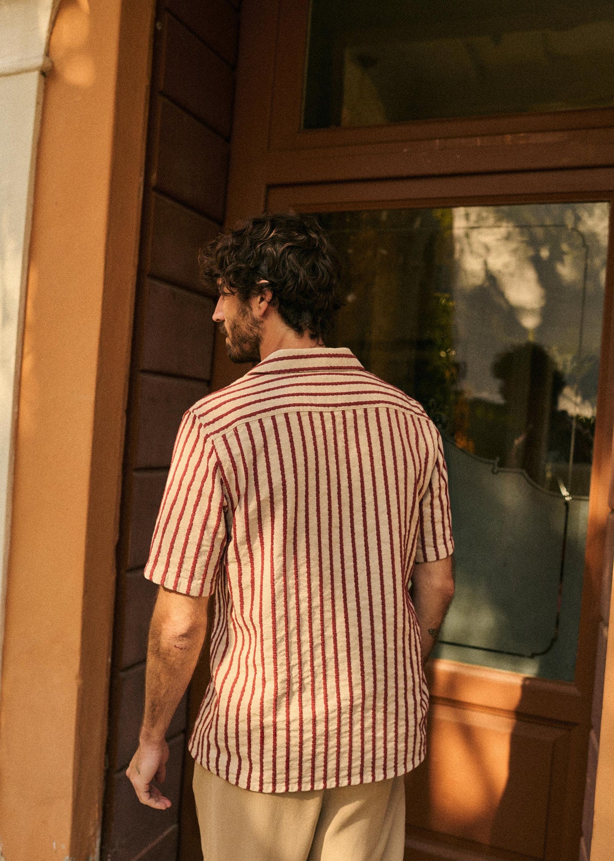 Chemise Holt Texturée - Beige Rayures Rouille