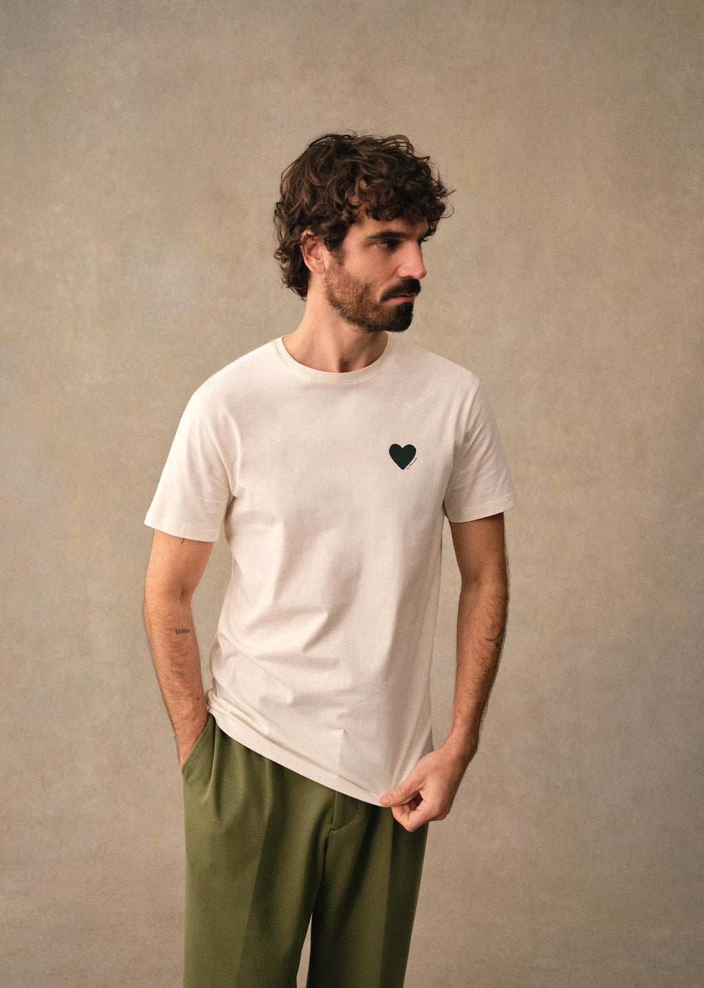 T-Shirt Coeur Chamade - Écru / Vert