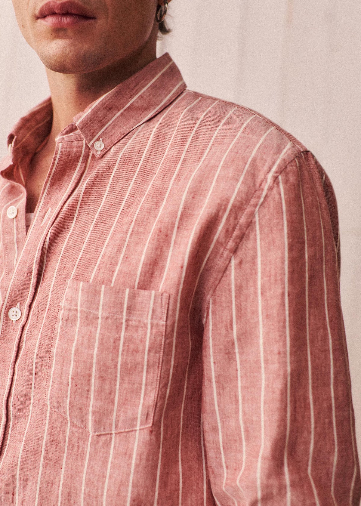Chemise Charlie Coton Lin - Bordeaux Rayures Blanches
