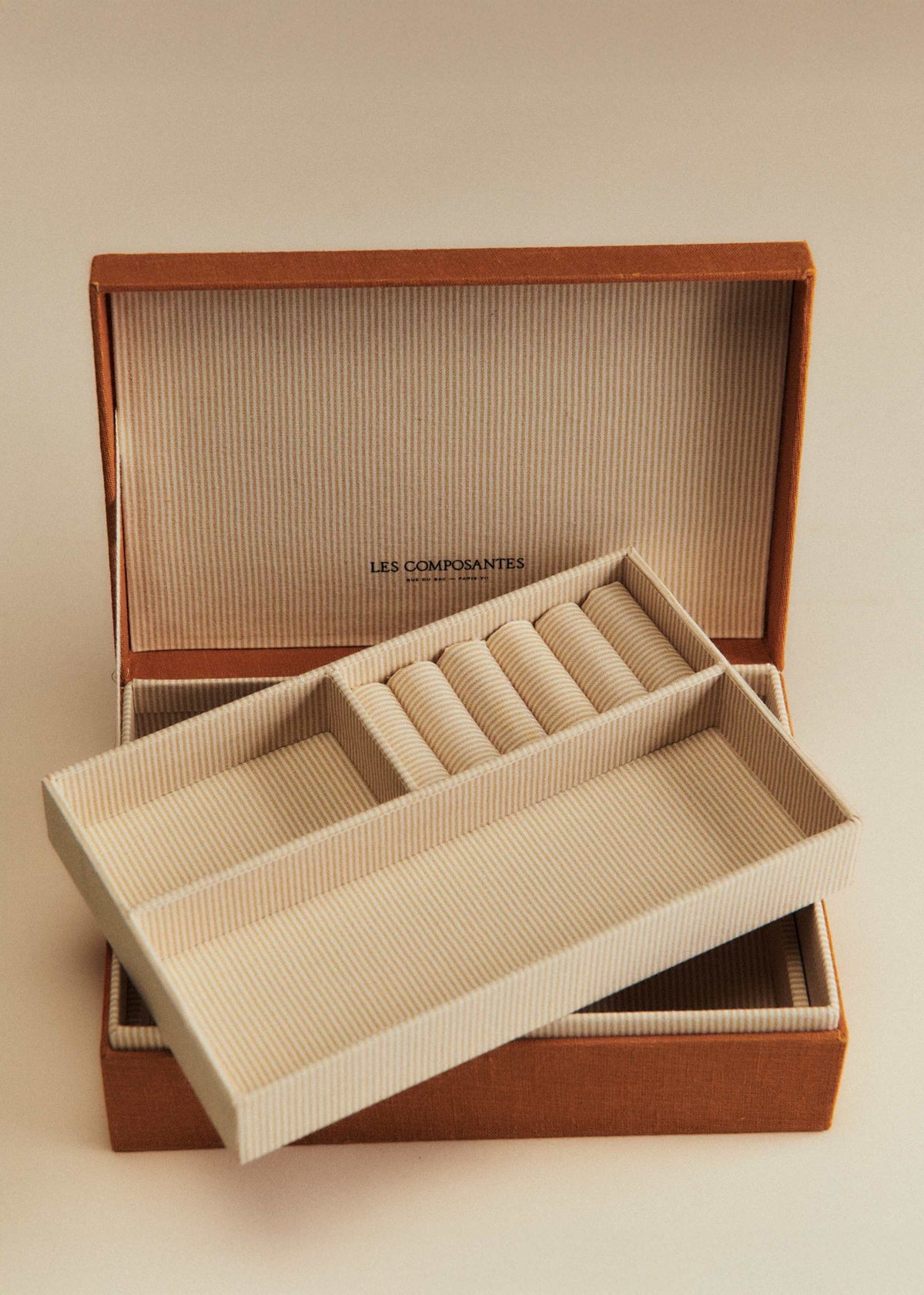 Boîte bijoux matelassée - Caramel