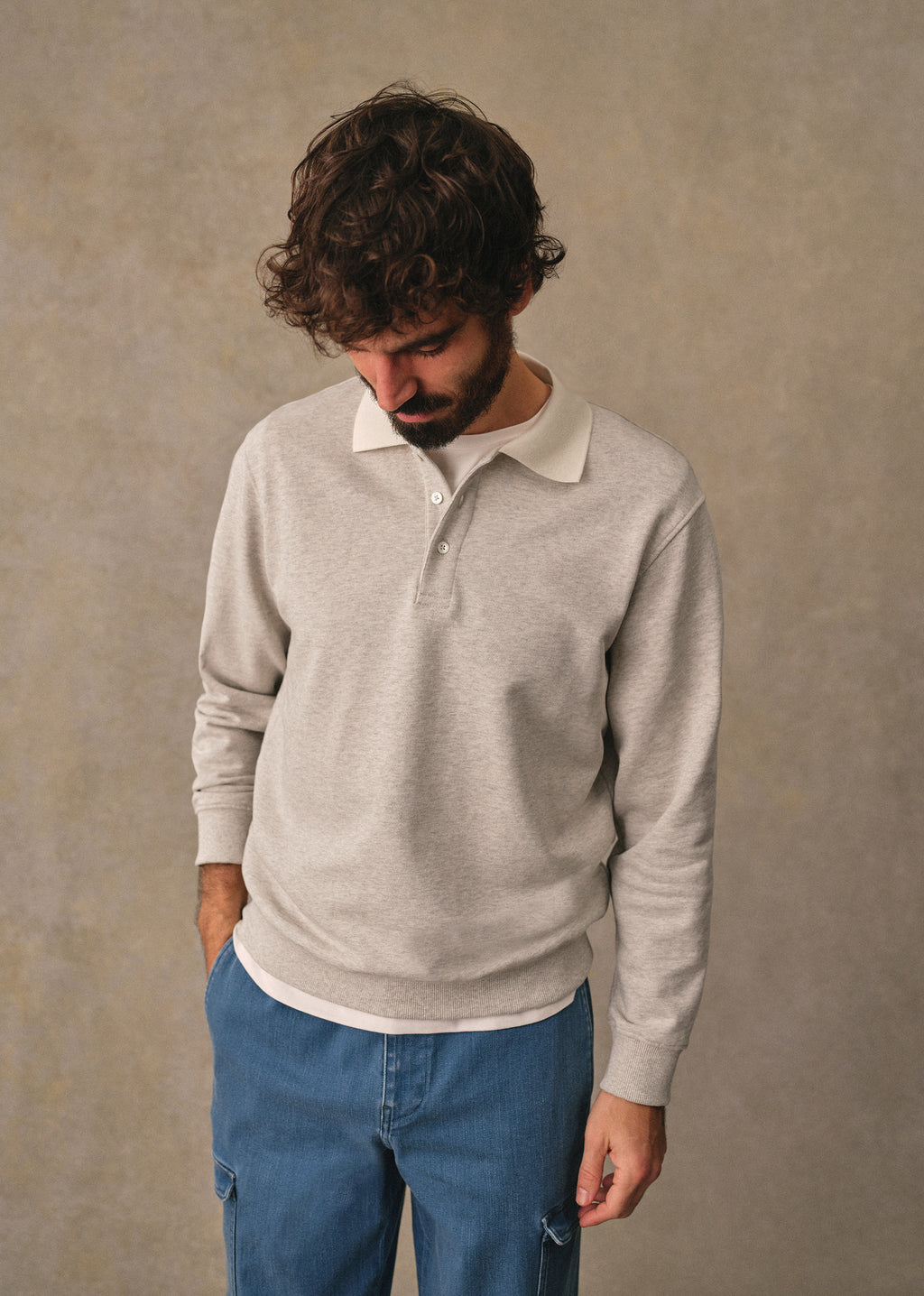 Sweatshirt Navi - Gris Chiné