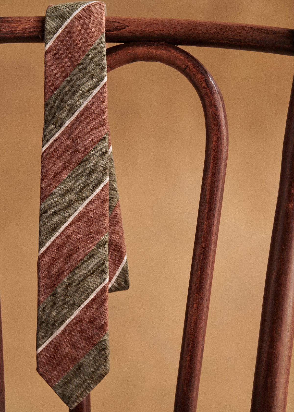 Cravate Fletcher - Rayures Kaki Marron Blanc