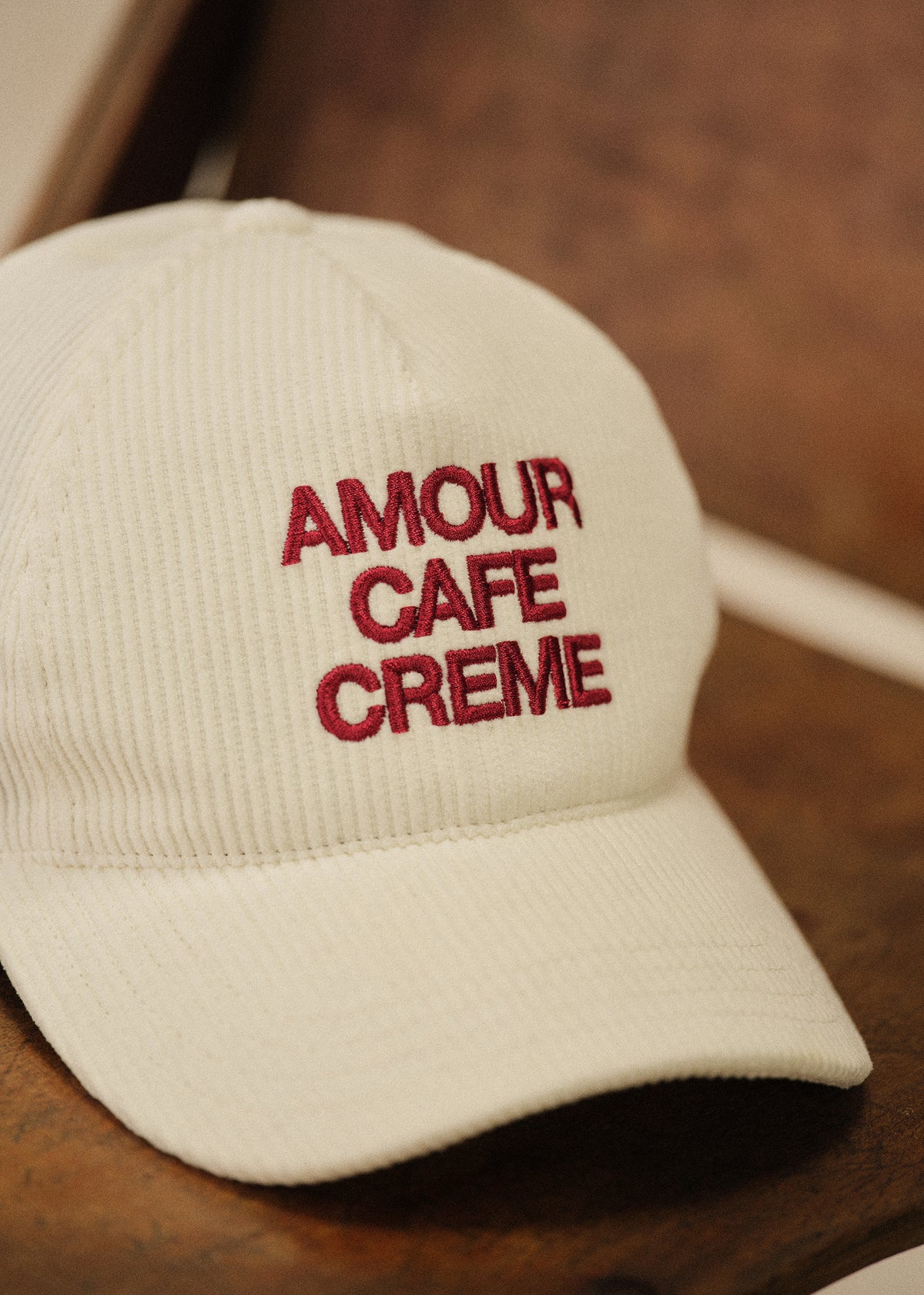 Casquette Amour Café Crème Velours - Écru