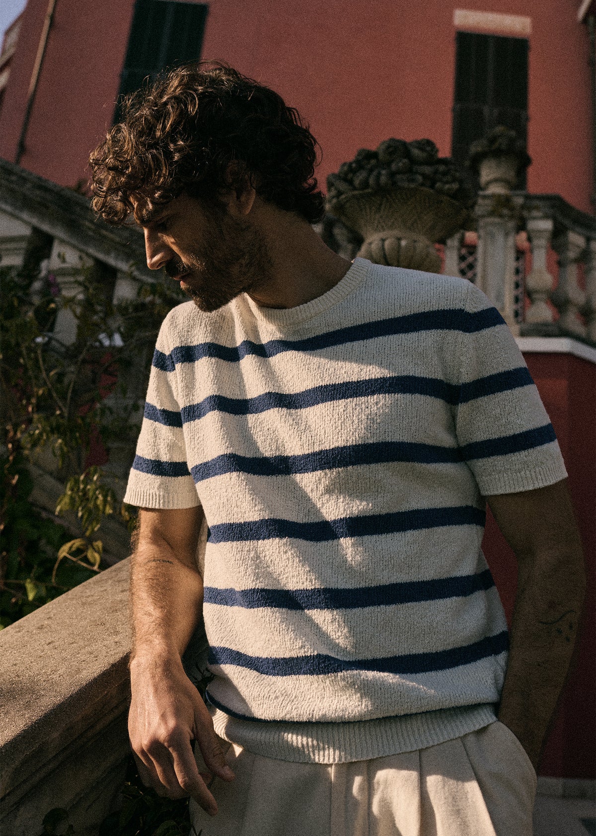 T-Shirt Maille Vardy - Écru / Bleu