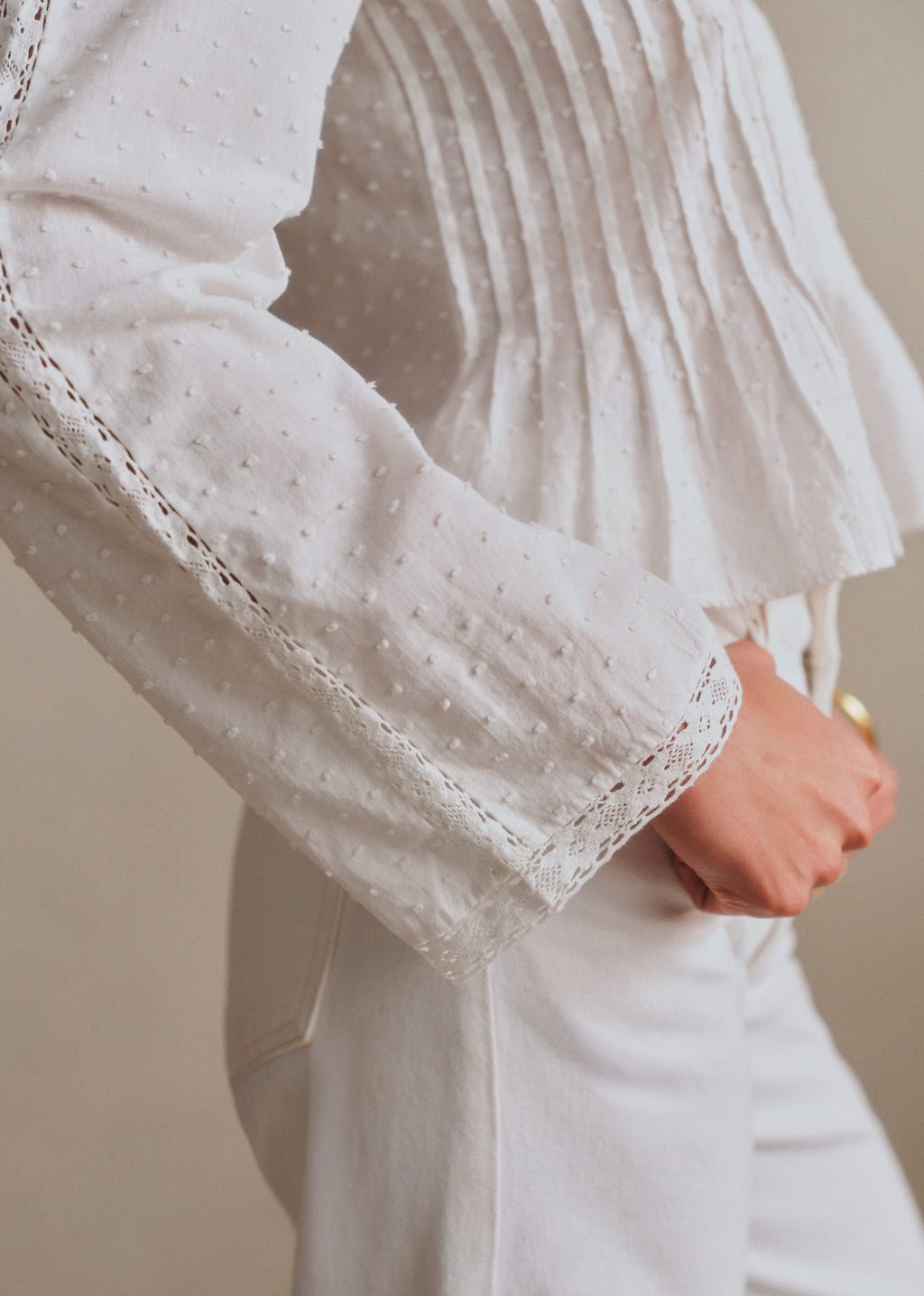 Chemise Lucienne - Broderie Contrastée Écrue