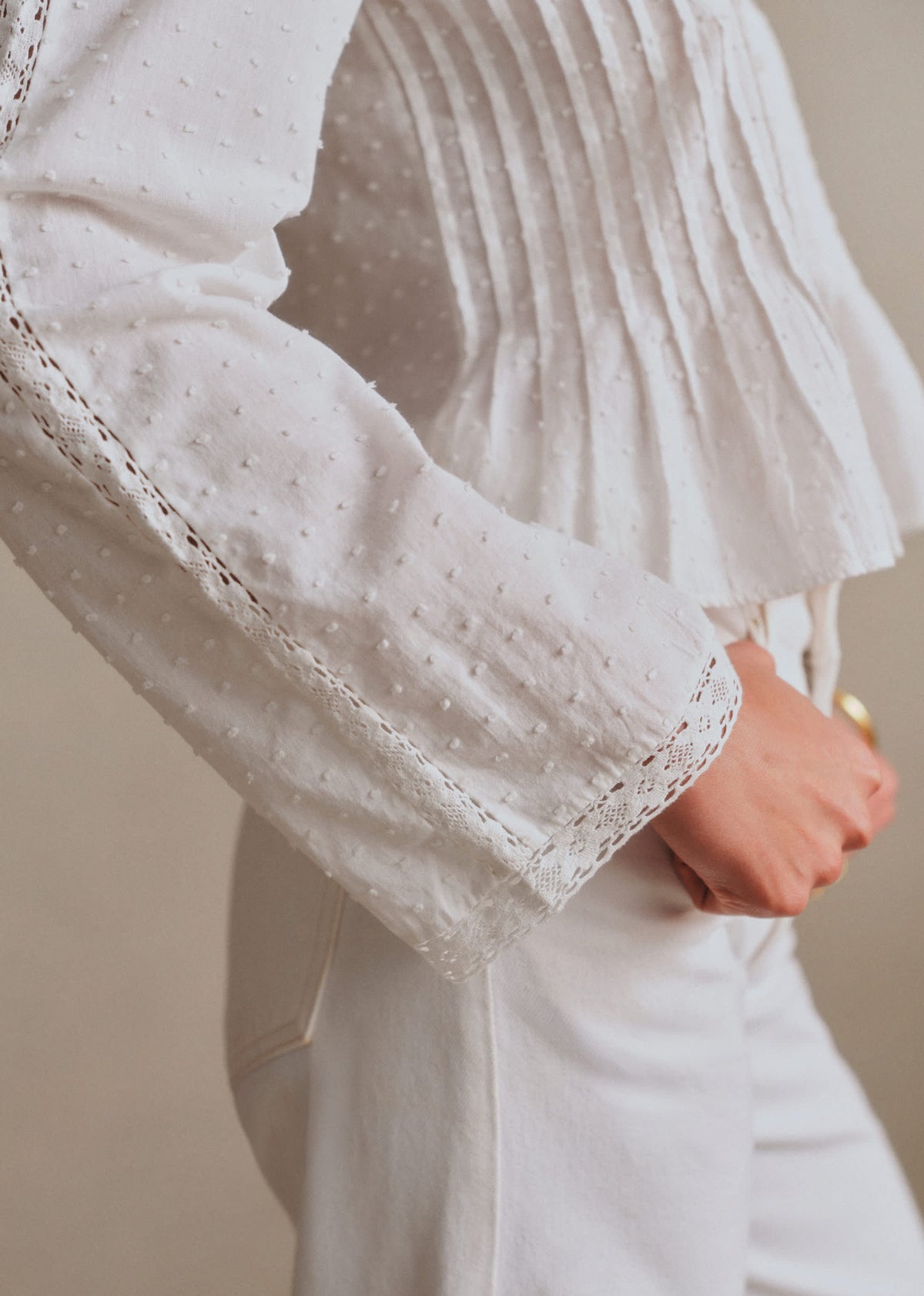 Chemise Lucienne - Broderie Contrastée Écrue