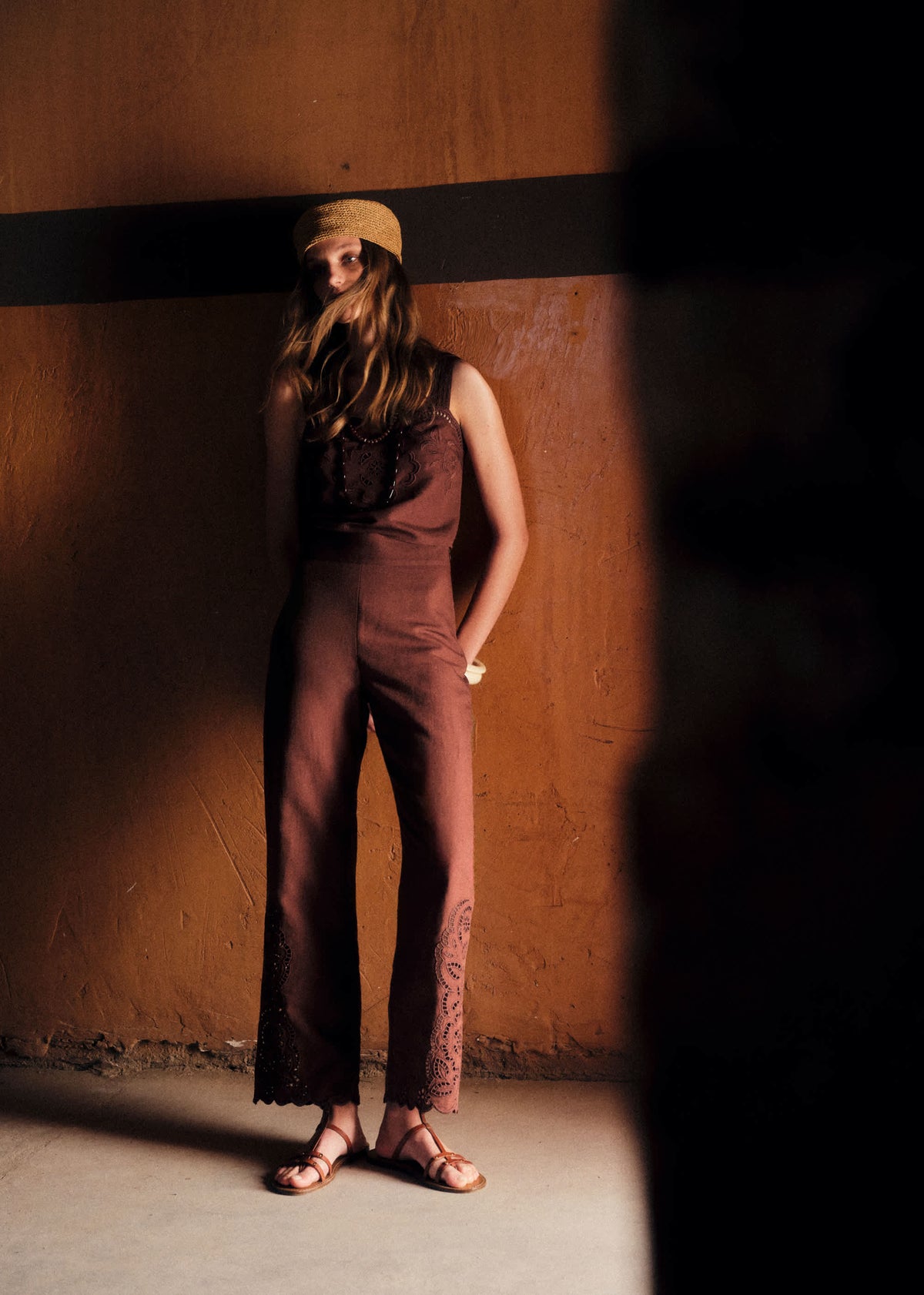 Pantalon Fausto - Broderie Unie Chocolat