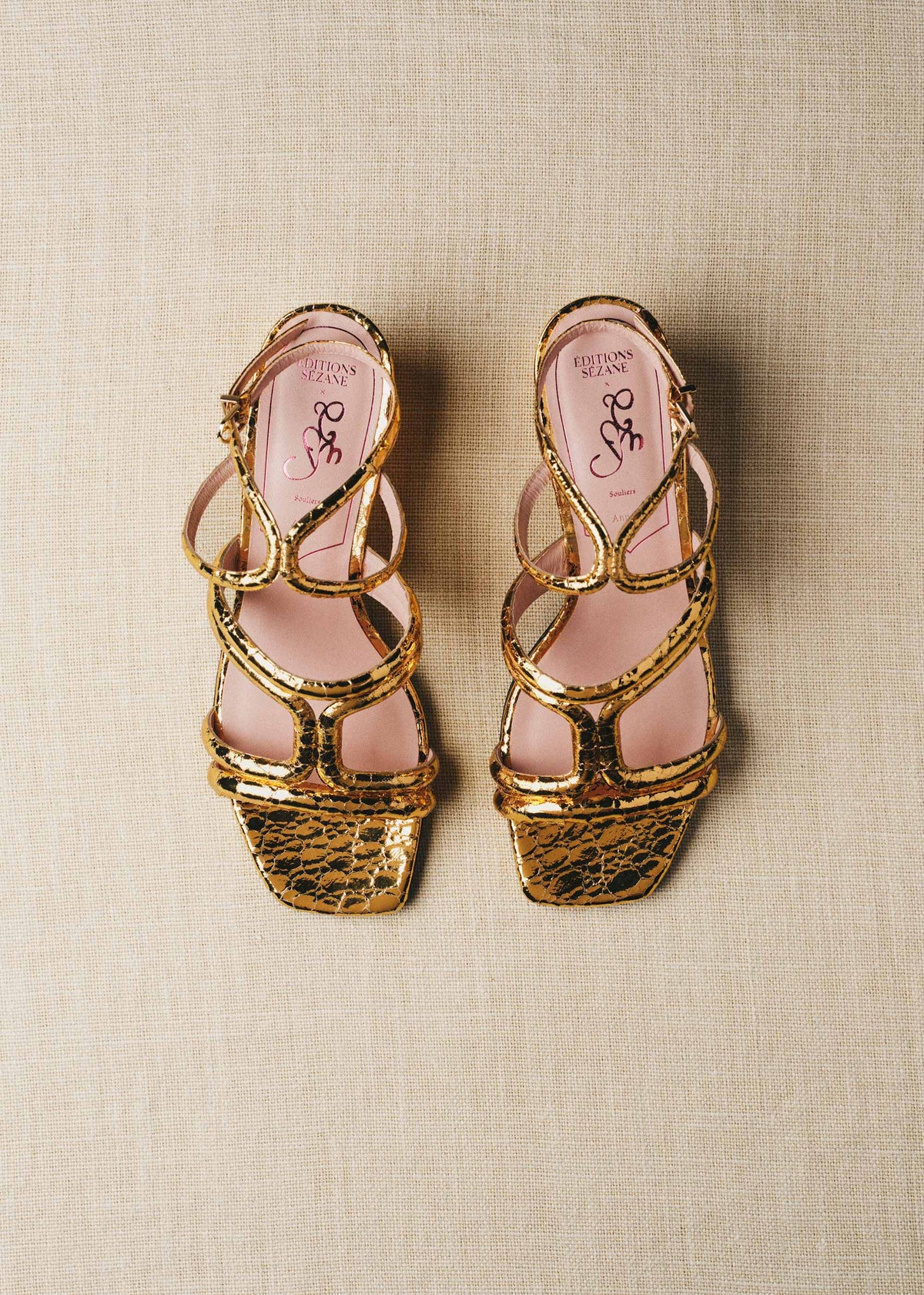 Sandales Anna - CFM Souliers x Editions Sézane - Serpent Doré
