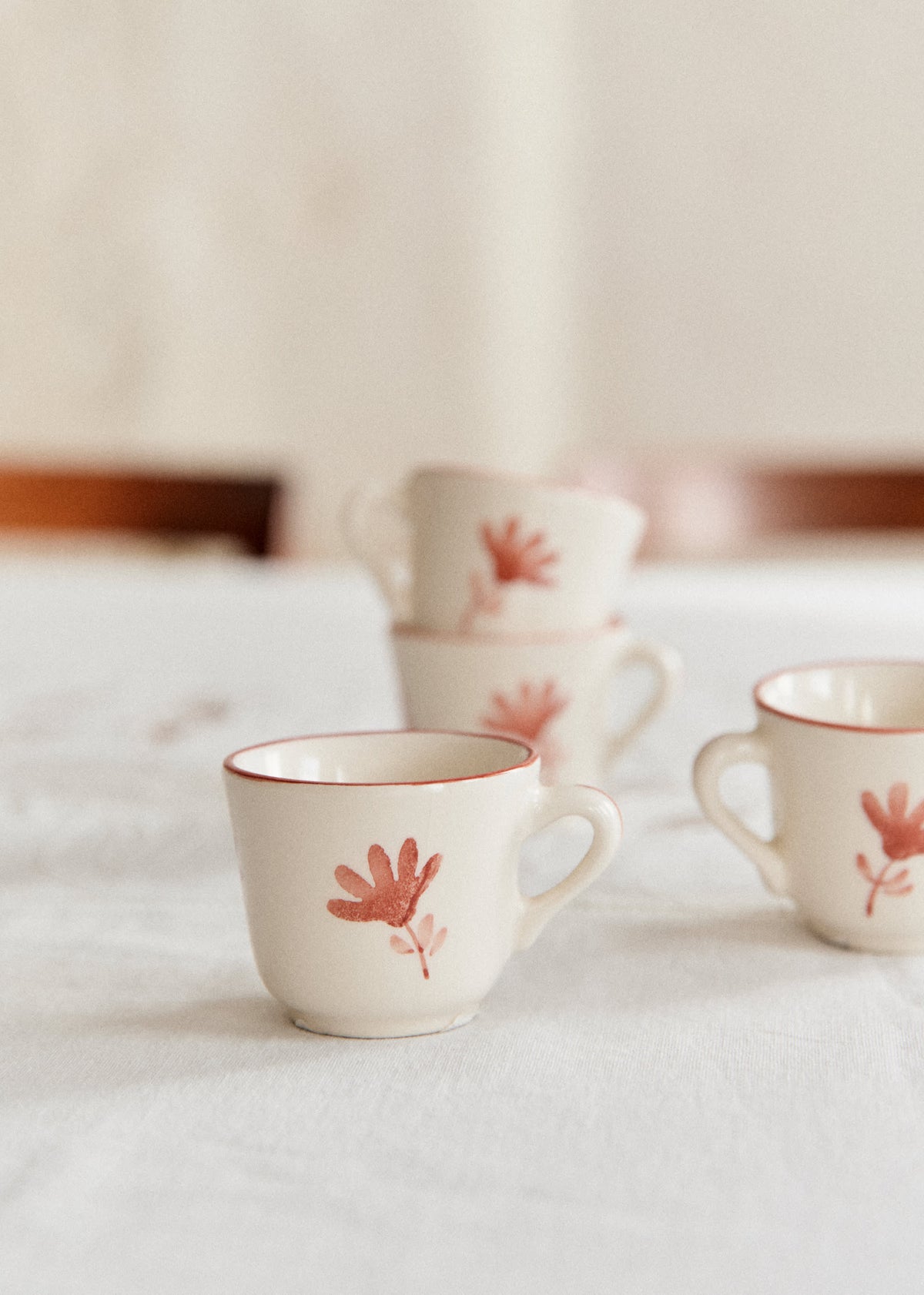 Coffret de 4 tasses expresso - Petite Fleur - Terre De Sienne