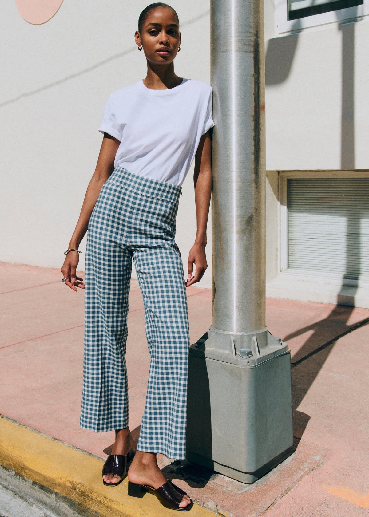Pantalon JOCELYN - Vichy Bleu Vintage Écru