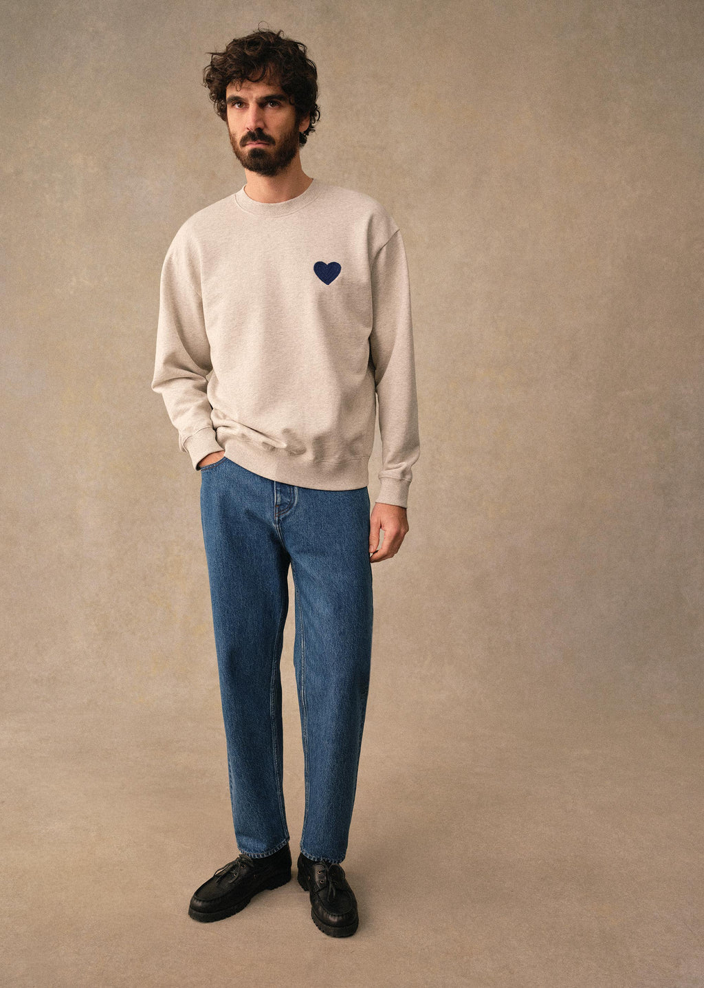 Sweatshirt Coeur Chaînette - Gris Chiné