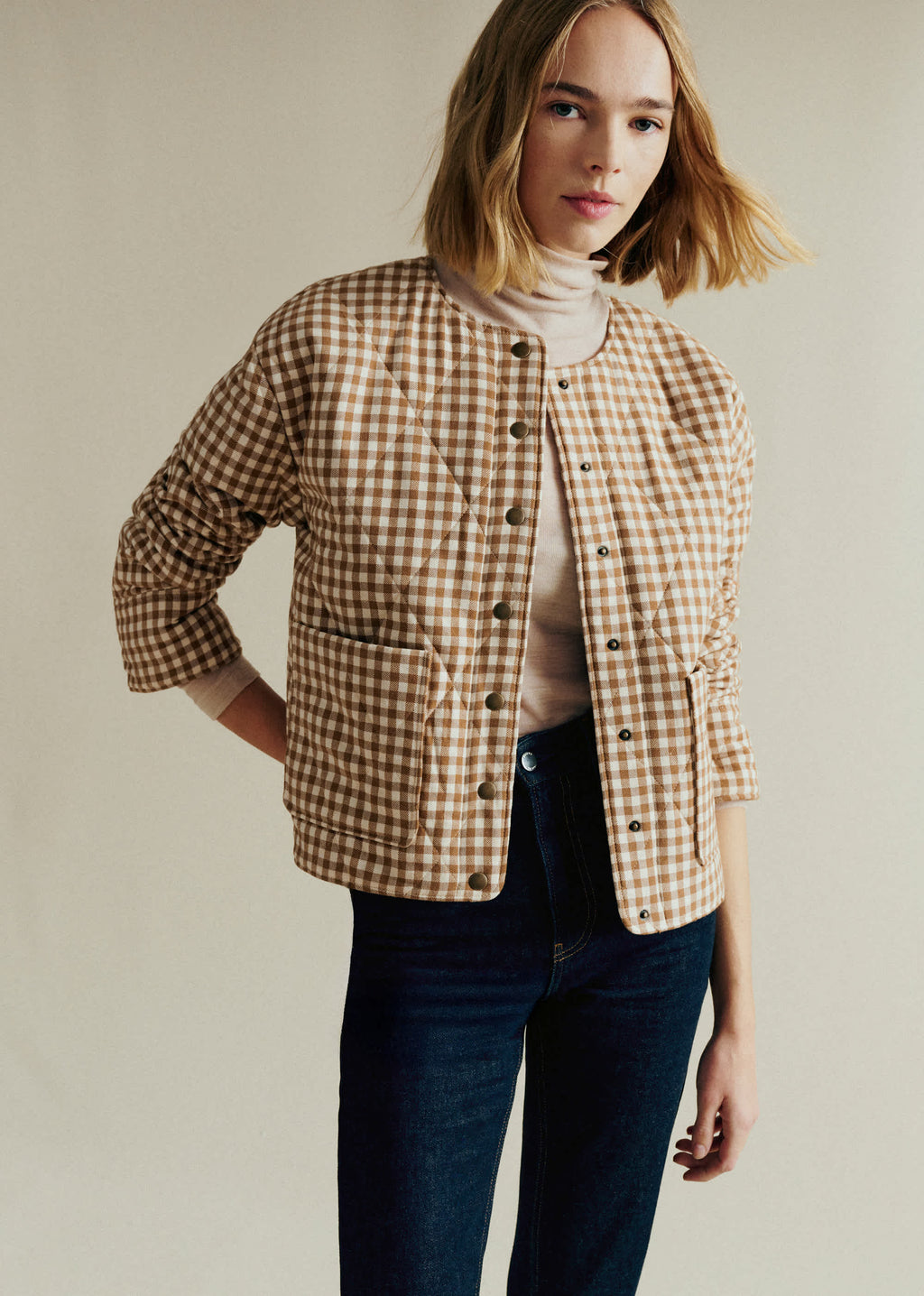 Veste Dakota - Vichy Camel Ecru