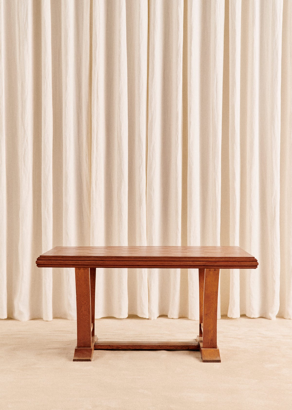 Table à manger avec plateau damier marqueterie vintage - Chêne
