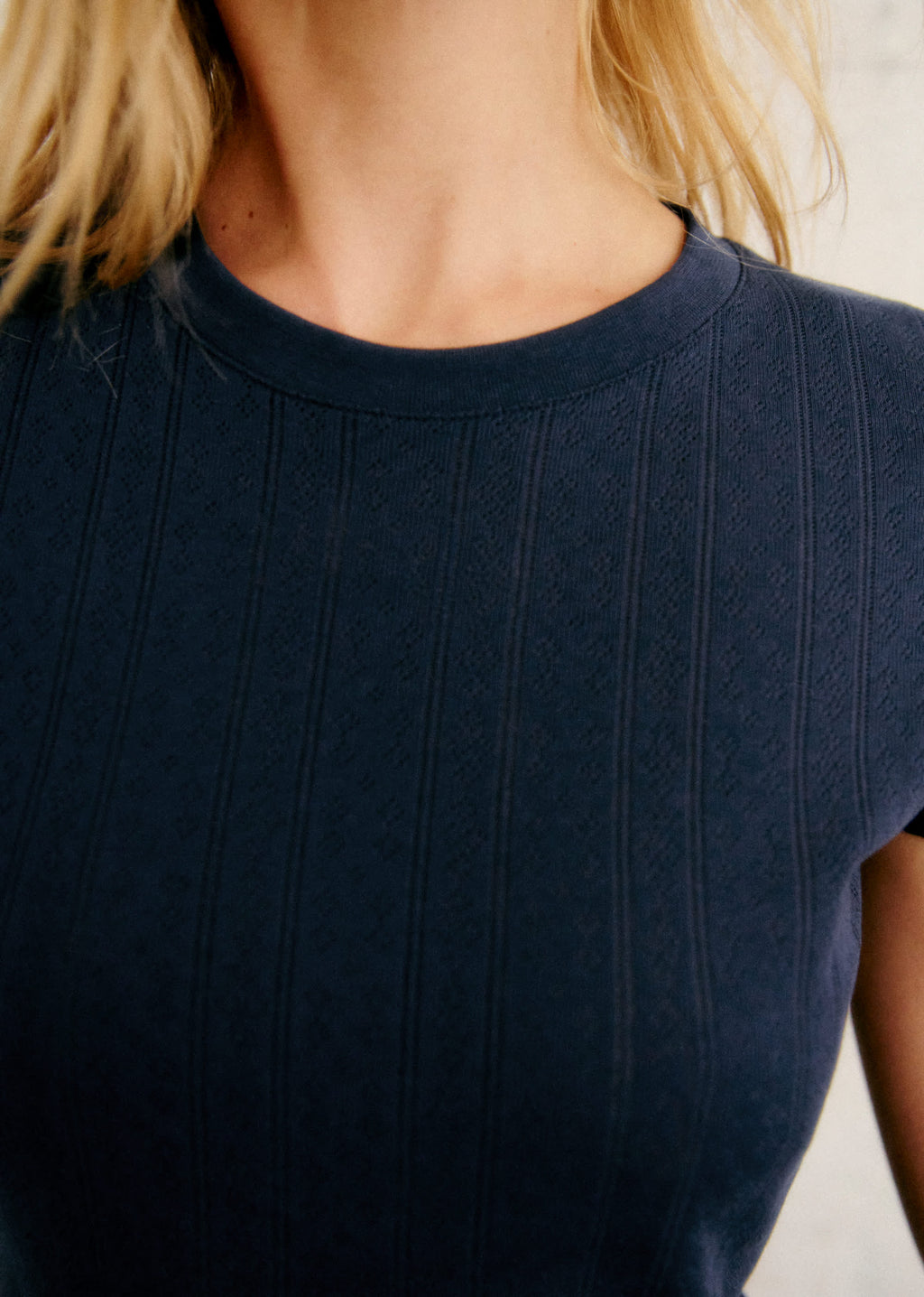 T-Shirt Camil - Pointelle Marine