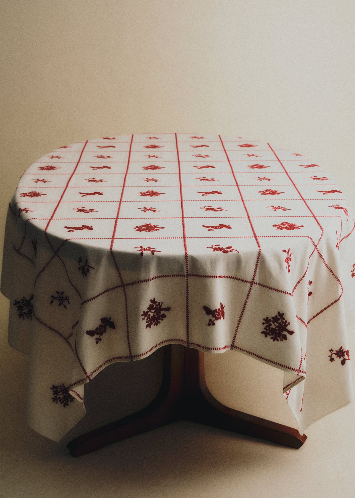 Nappe Brodée - Ecru Broderie Framboise - Epi de Blé